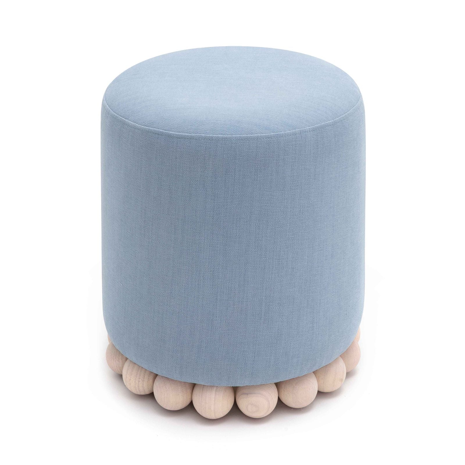 Dex Faded Blue Upcycled Fabric Ottoman - Image 4