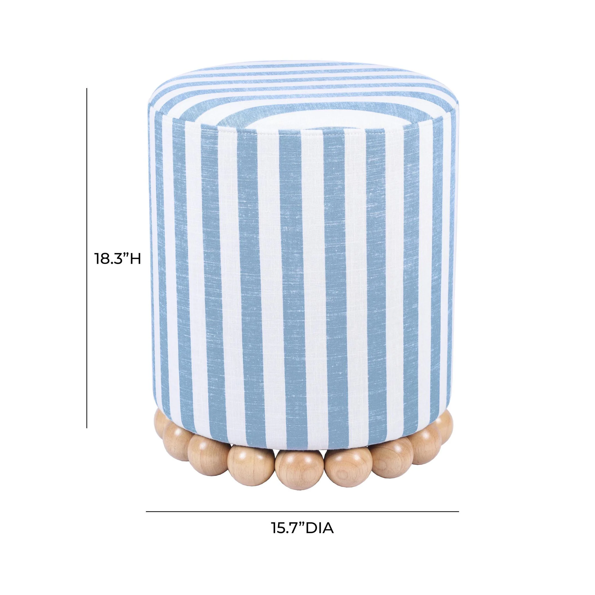 Dex Pastel Blue Striped Linen Ottoman - Image 7