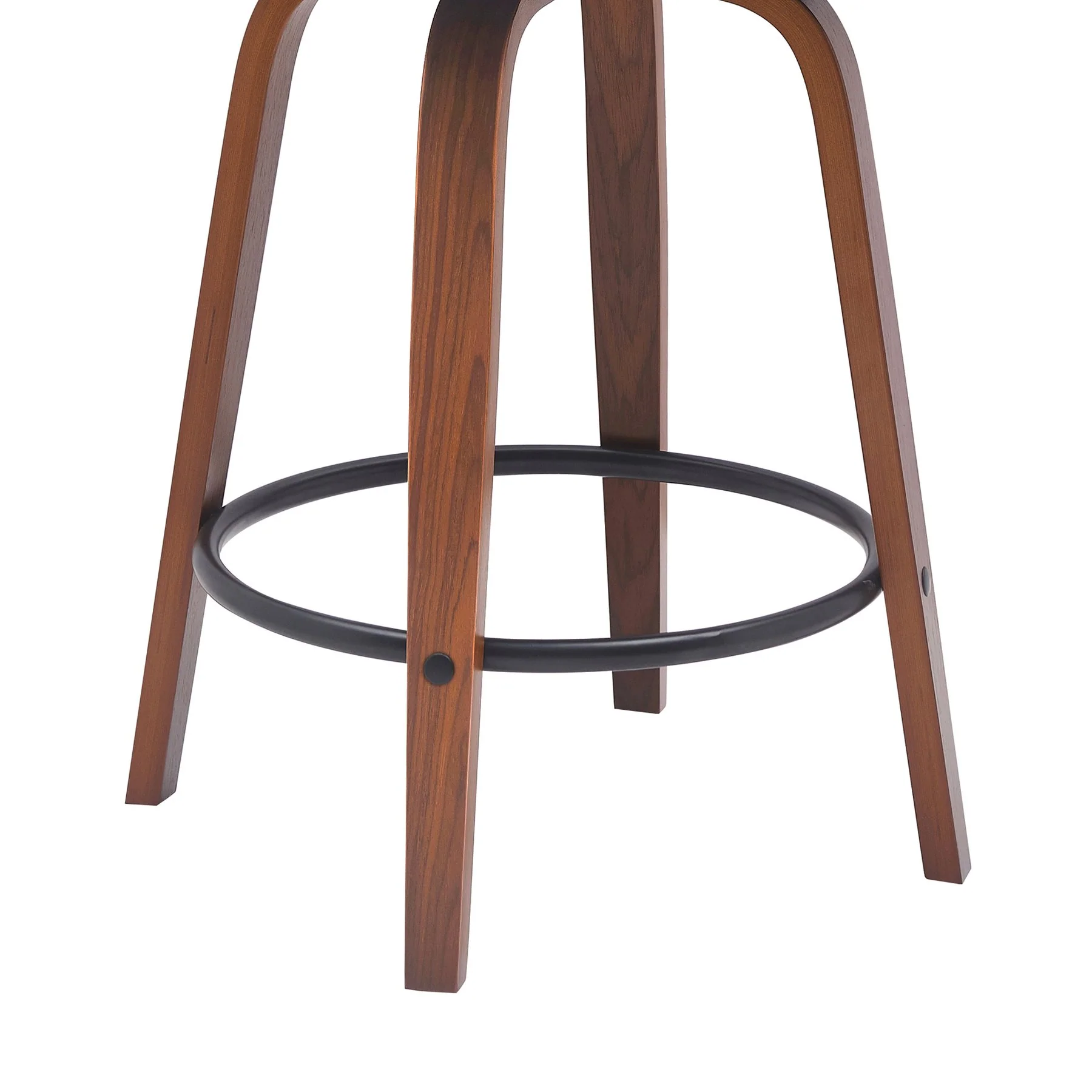 Diana 26" Swivel Walnut Wood Counter Stool in Black Faux Leather - Image 7