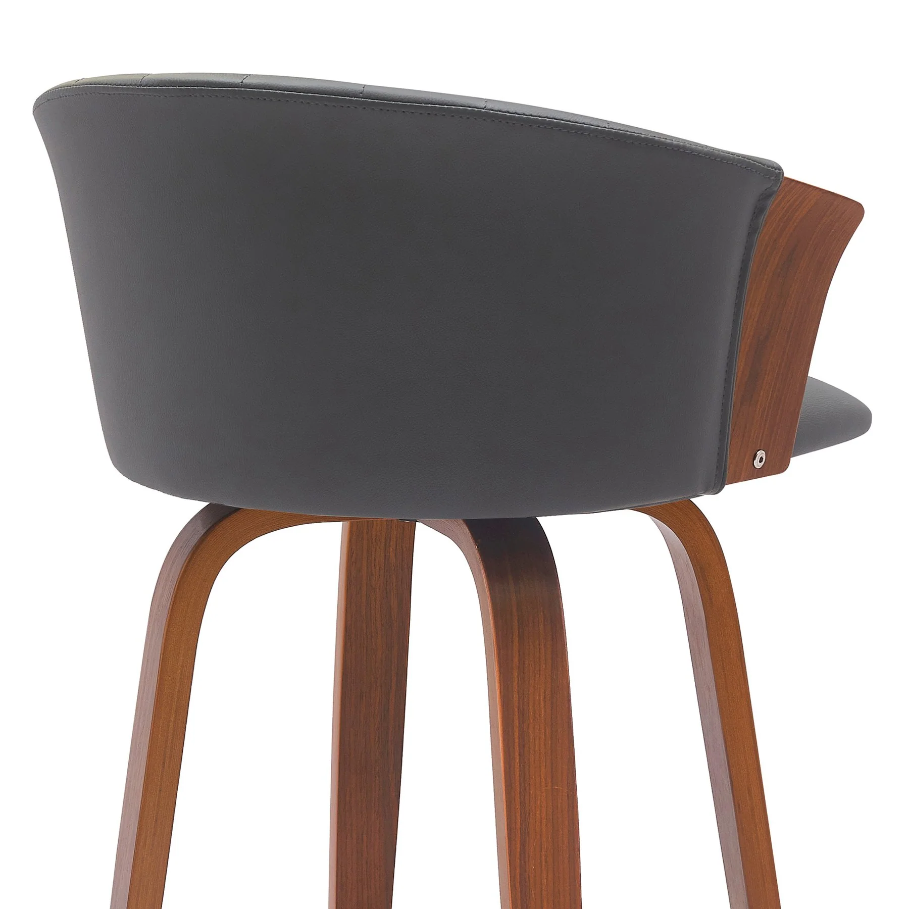 Diana 26" Swivel Walnut Wood Counter Stool in Gray Faux Leather - Image 5
