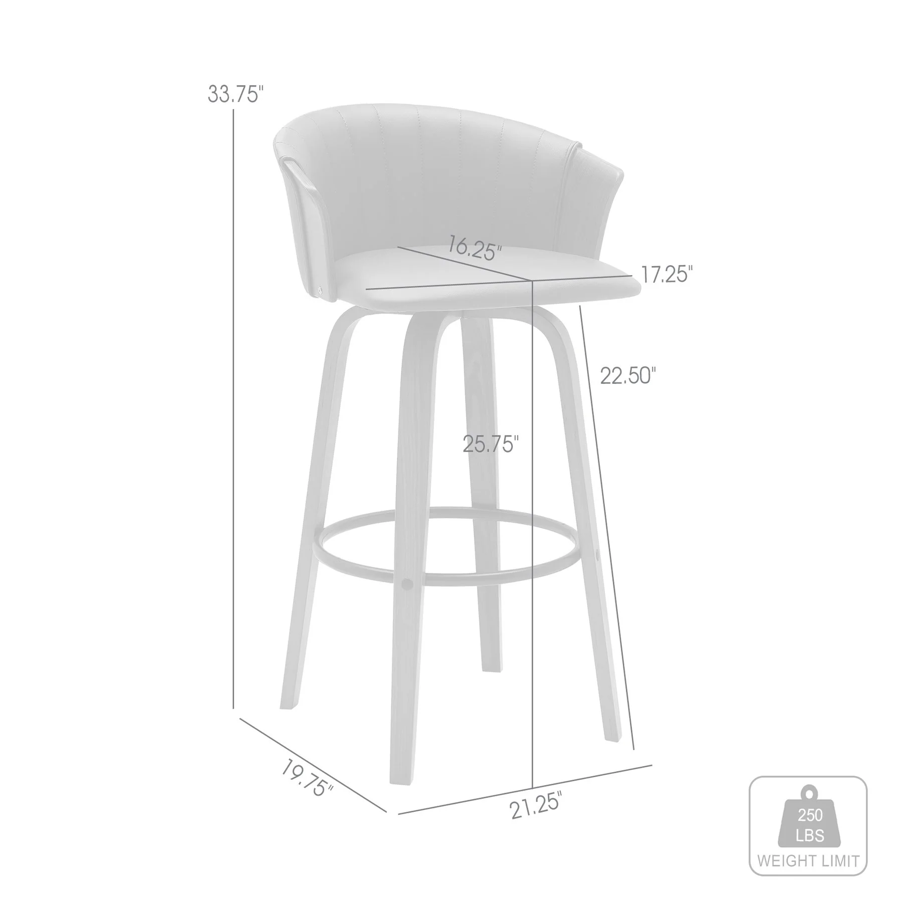 Diana 26" Swivel Walnut Wood Counter Stool in Gray Faux Leather - Image 8