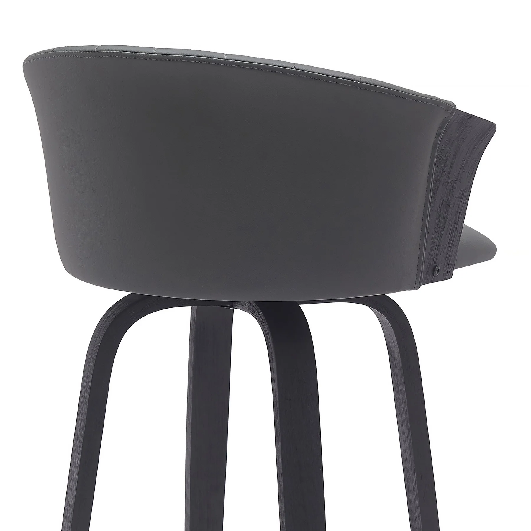 Diana 30" Swivel Black Wood Bar Stool in Gray Faux Leather - Image 5
