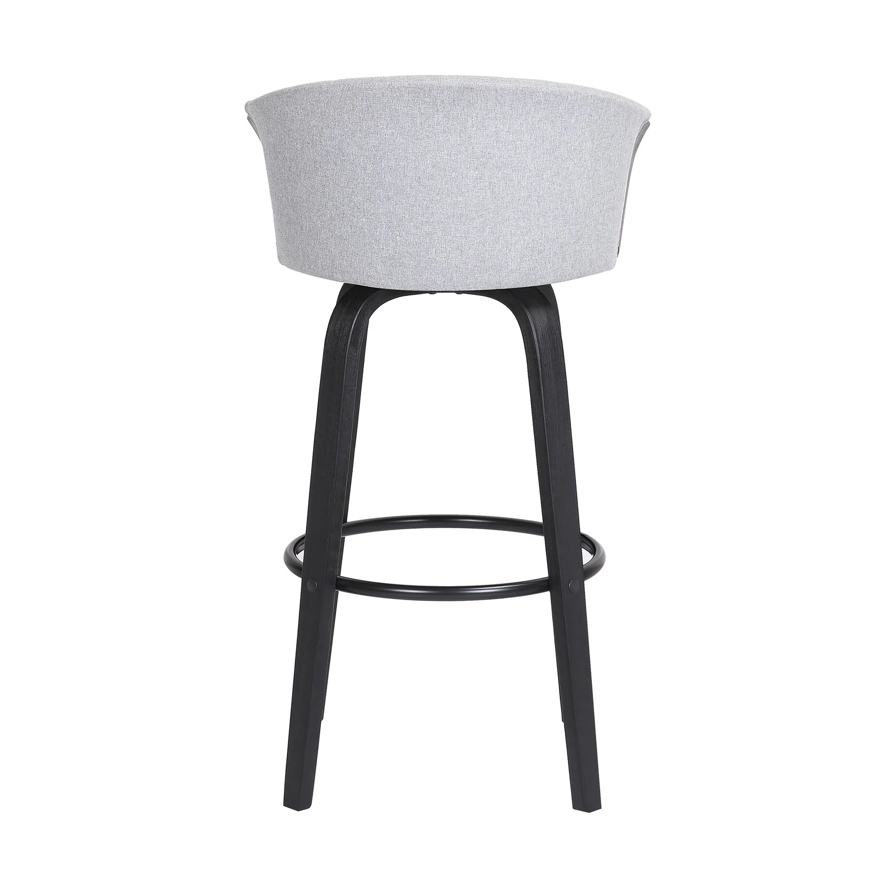 Diana 30" Swivel Black Wood Bar Stool in Light Gray Fabric - Image 5