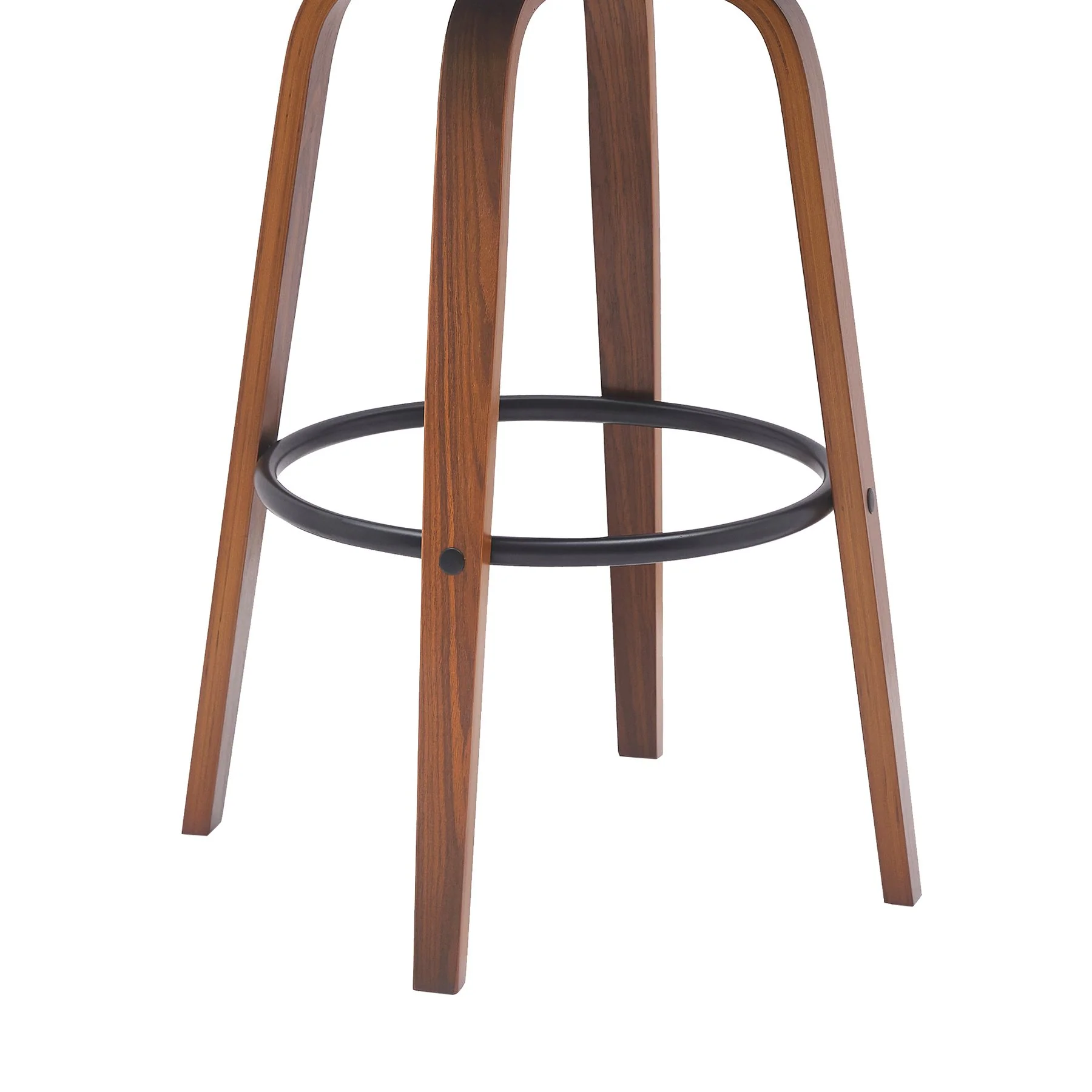 Diana 30" Swivel Walnut Wood Bar Stool in Cream Faux Leather - Image 7