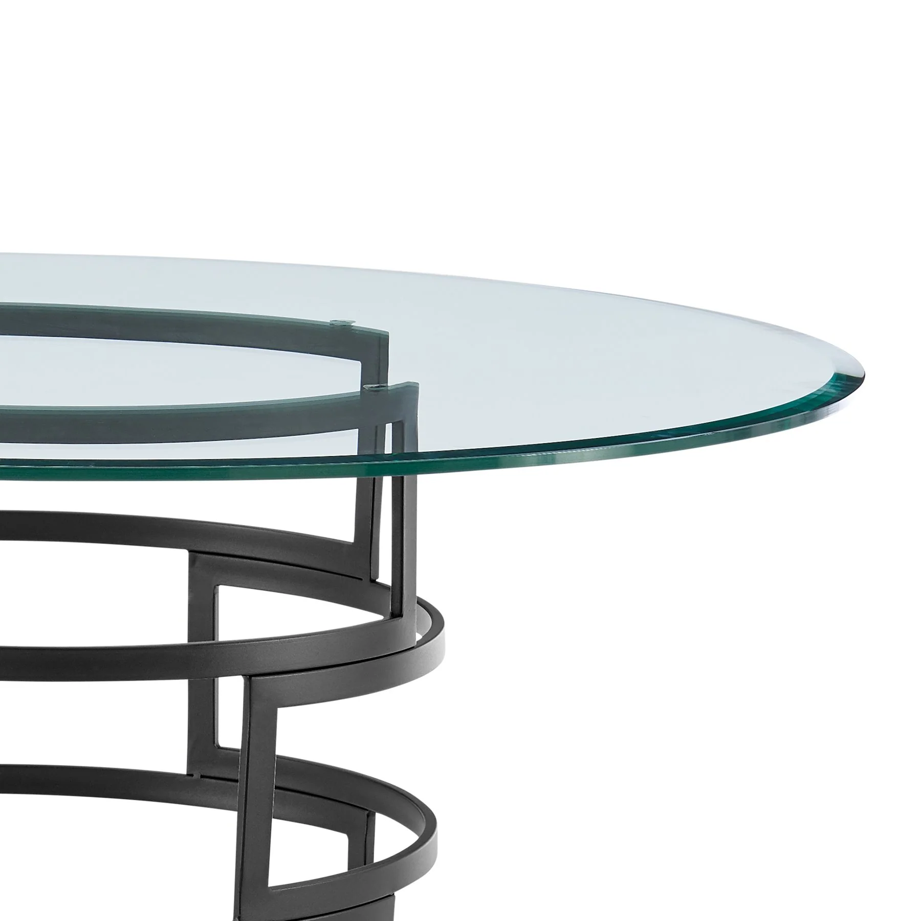 Diaz Contemporary 48" Round Dining Table with Matte Black Iron Base and Glass Tabletop - Image 3