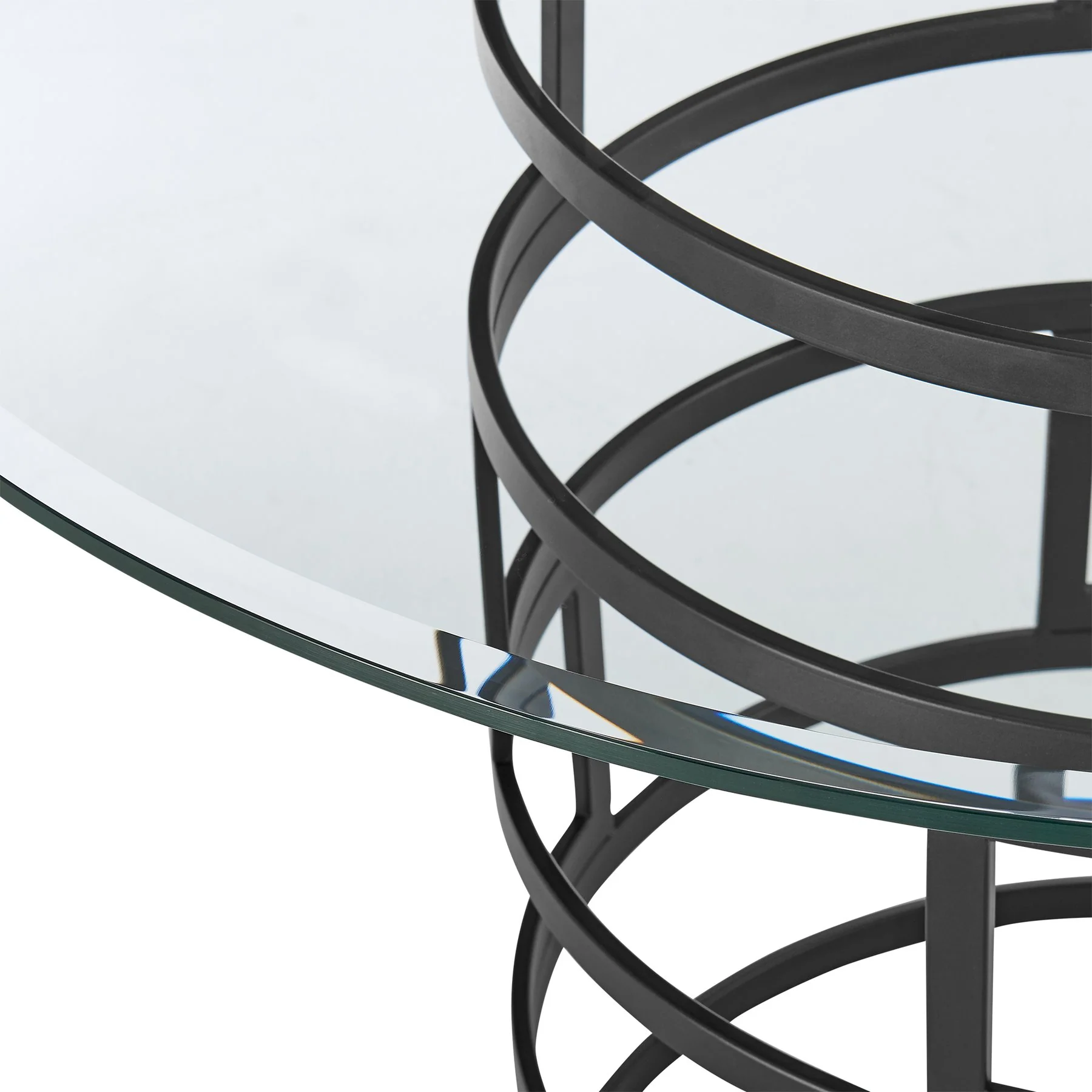 Diaz Contemporary 48" Round Dining Table with Matte Black Iron Base and Glass Tabletop - Image 4