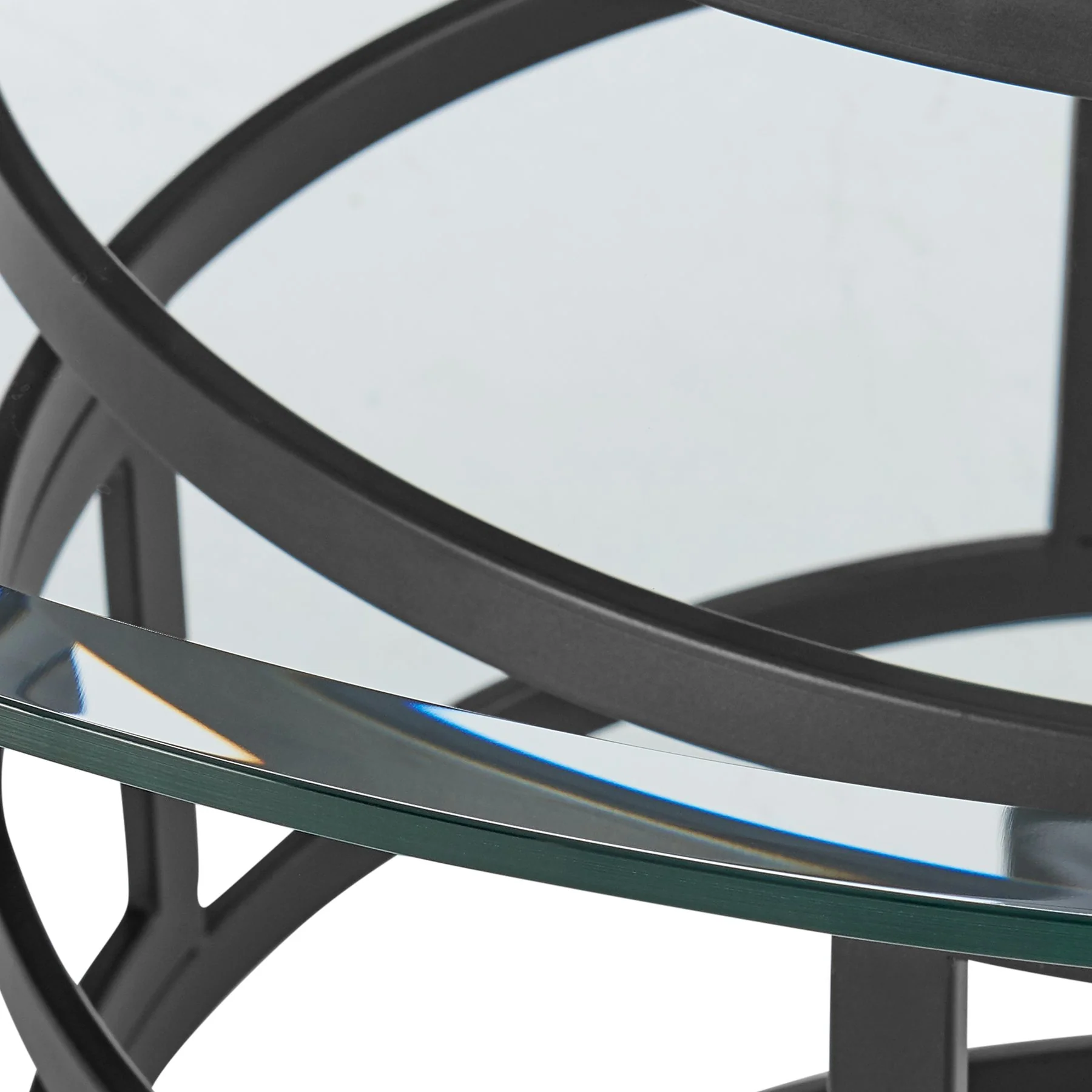 Diaz Contemporary 48" Round Dining Table with Matte Black Iron Base and Glass Tabletop - Image 6