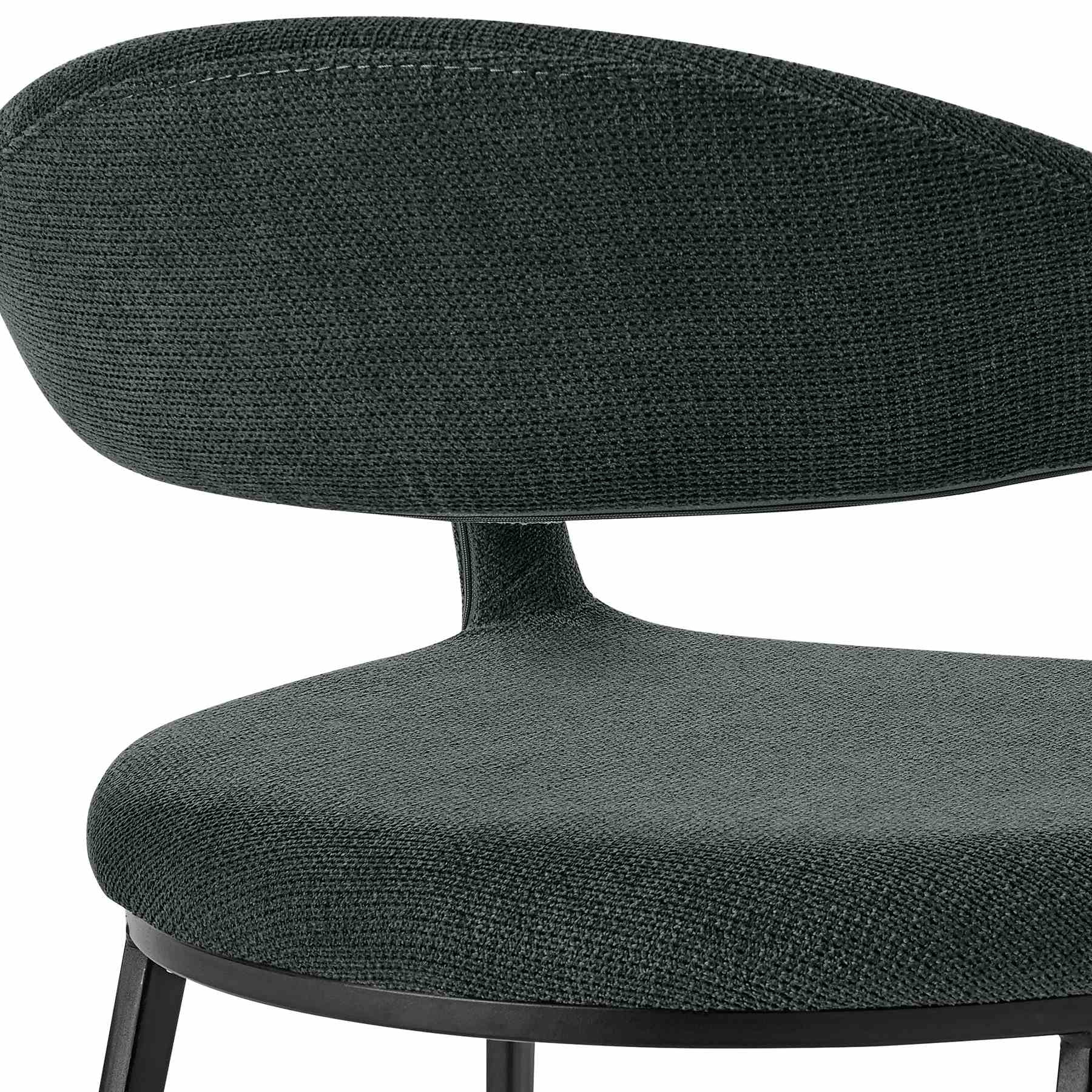 Diaz Morgan 5 Piece Round Glass Dining Table Set with Matte Black Iron and Charcoal Fabric - Image 6