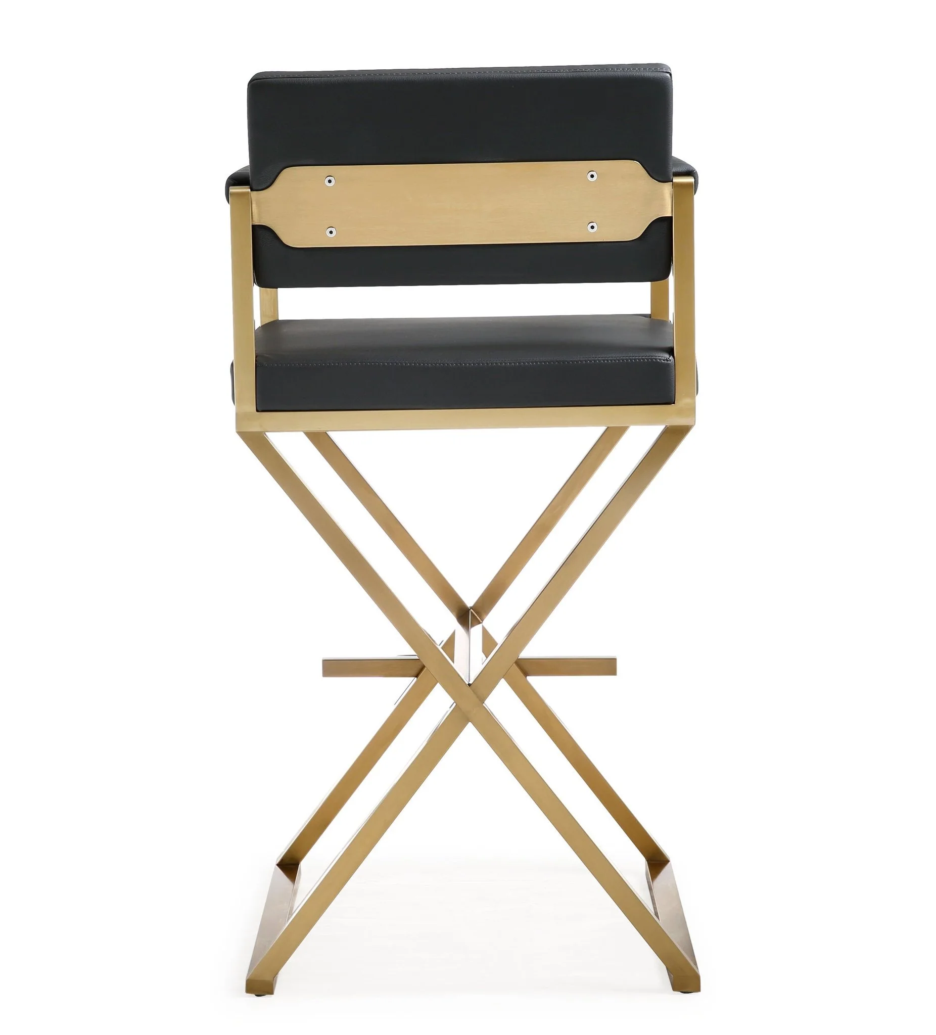 Director Black Performance Vegan Leather and Gold Steel Barstool - Image 5