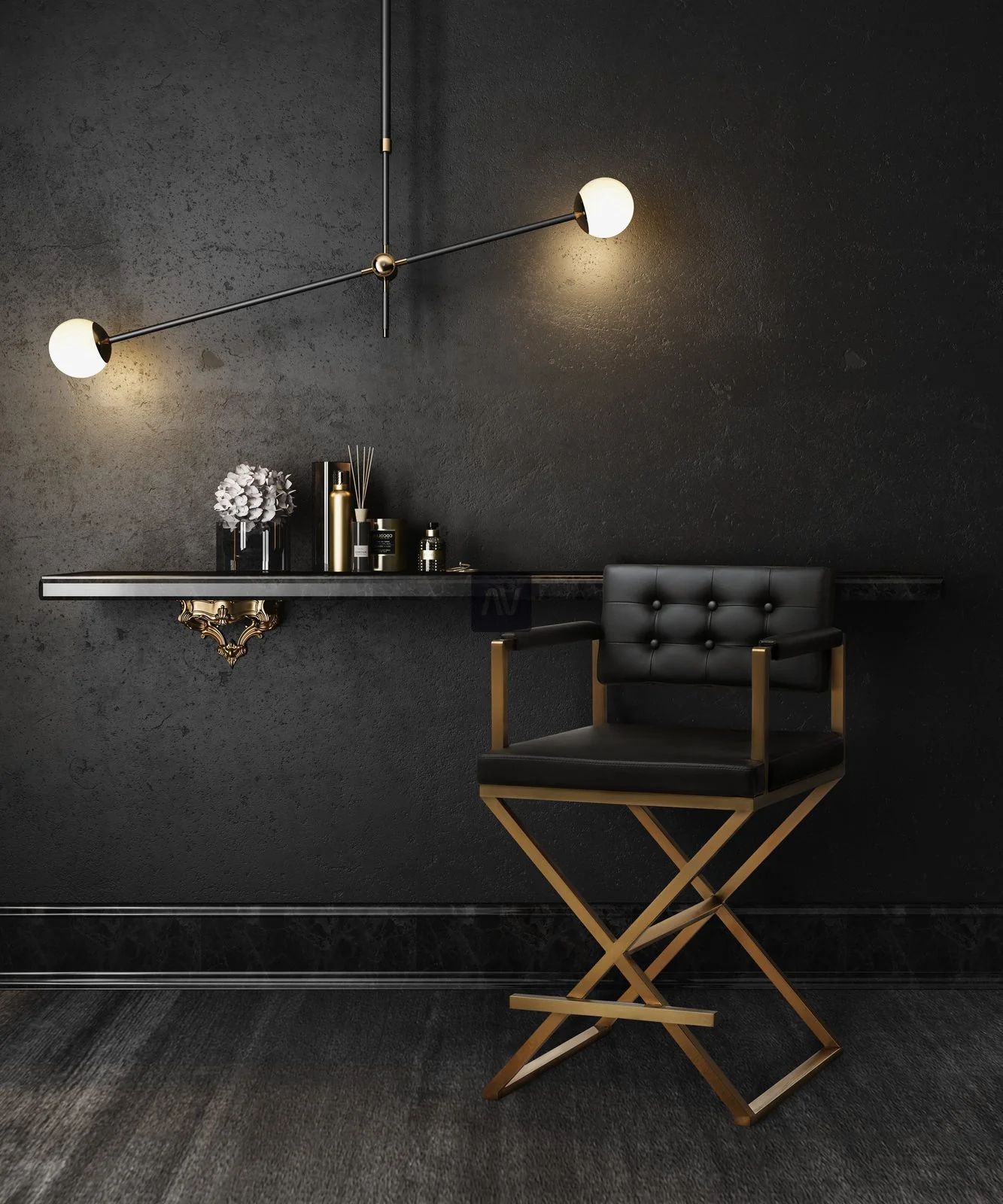 Director Black Performance Vegan Leather and Gold Steel Counter Stool - Image 2