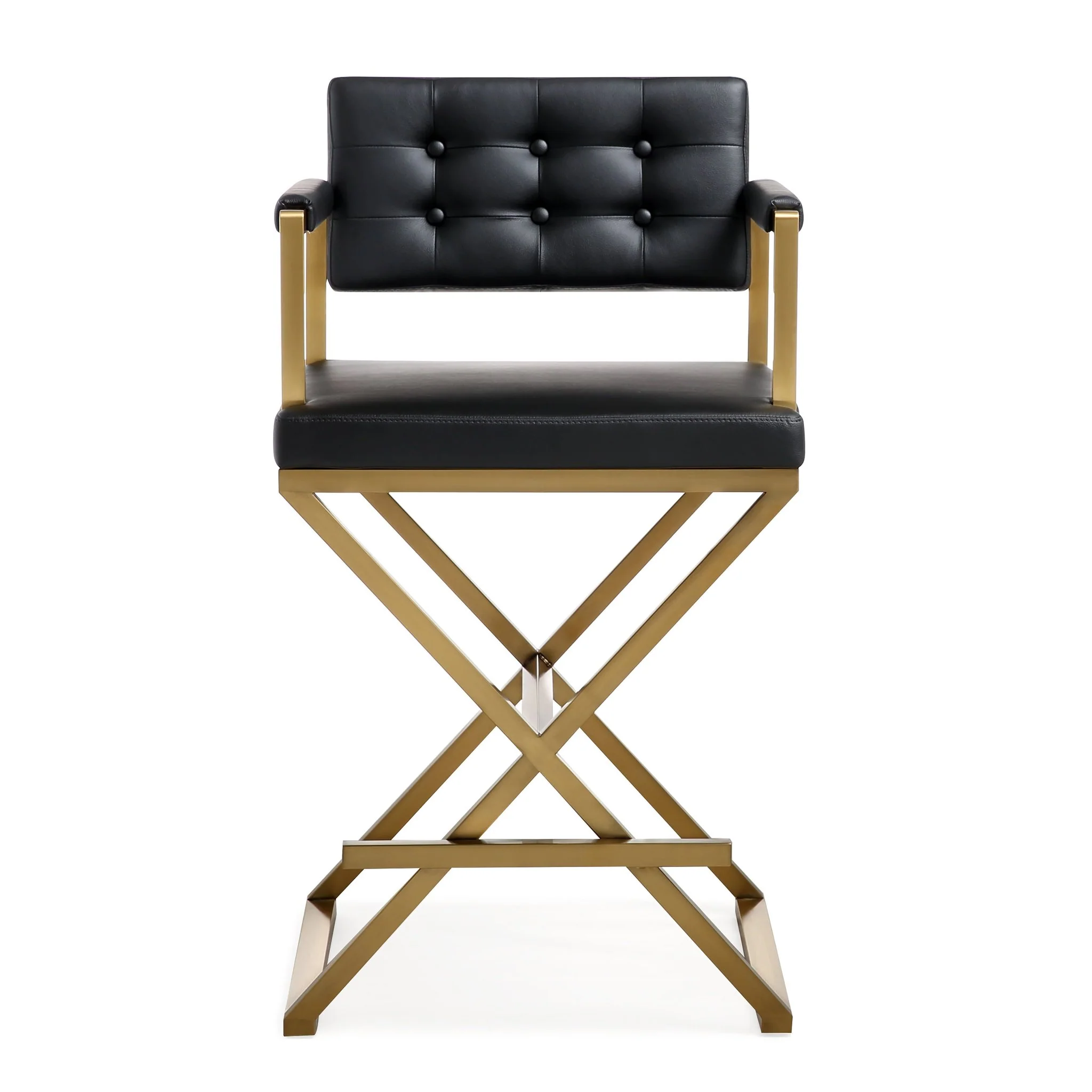 Director Black Performance Vegan Leather and Gold Steel Counter Stool - Image 3