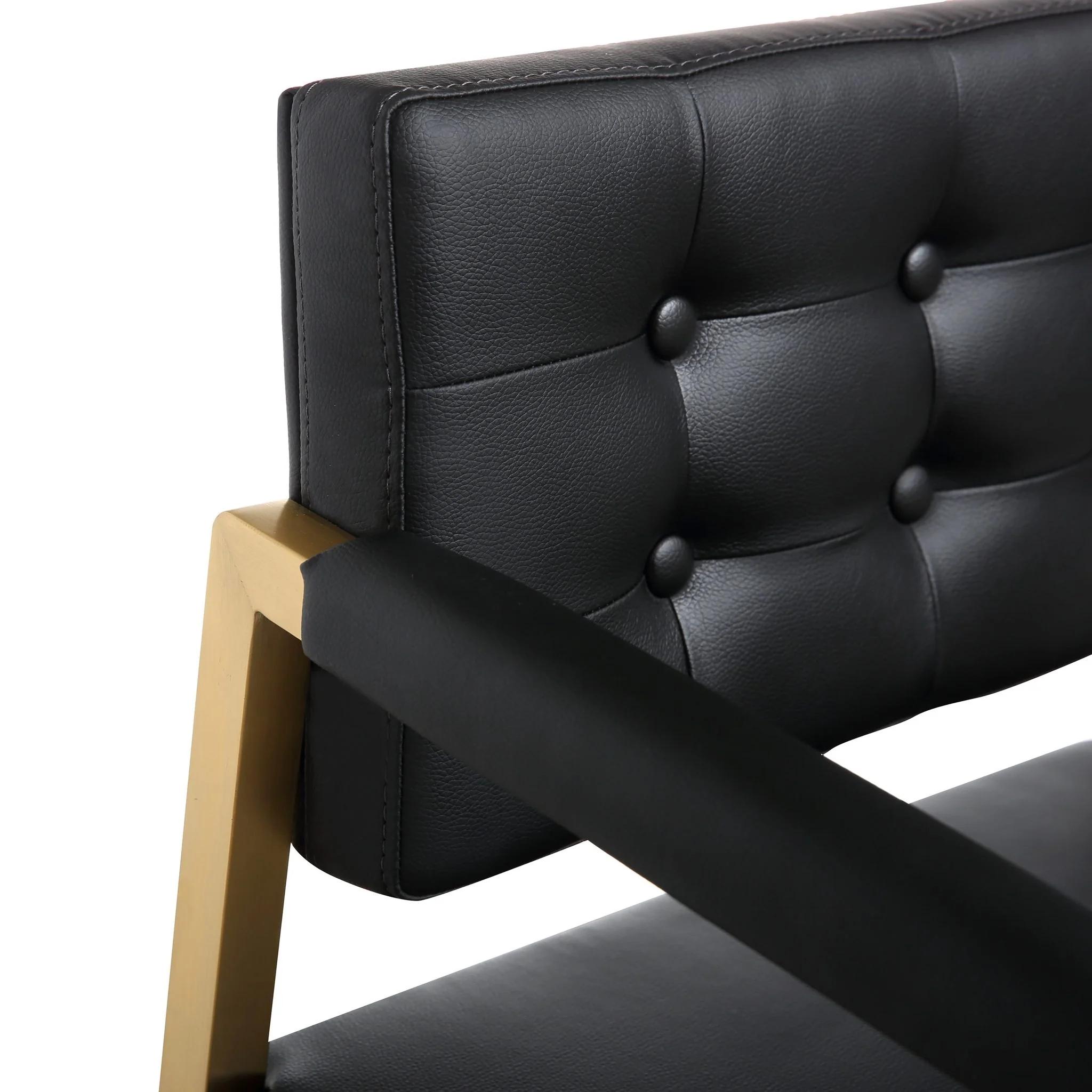 Director Black Performance Vegan Leather and Gold Steel Counter Stool - Image 6
