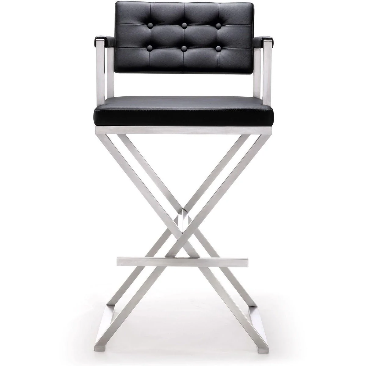 Director Black Performance Vegan Leather and Stainless Steel Barstool - Image 3
