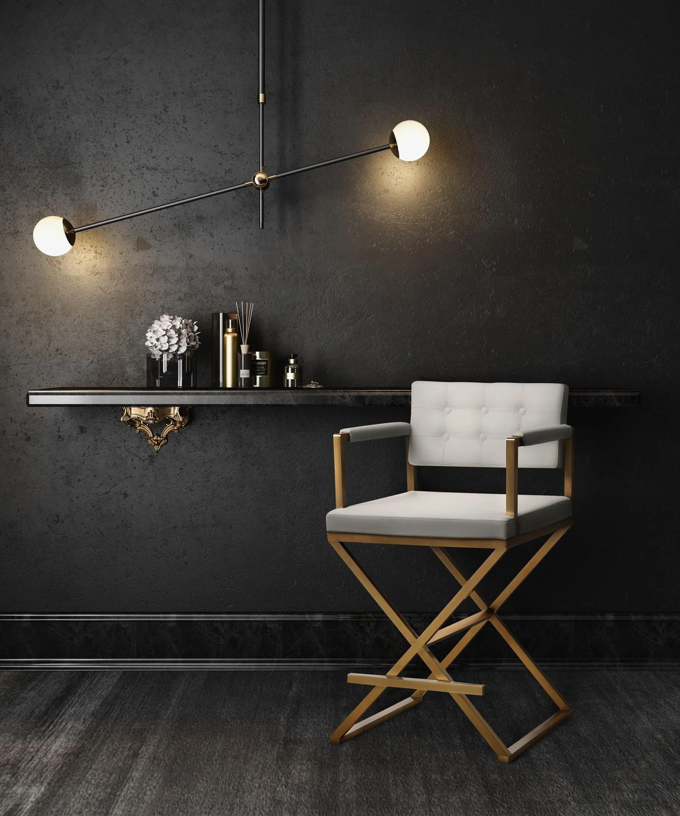 Director White Performance Vegan Leather and Gold Steel Counter Stool - Image 2