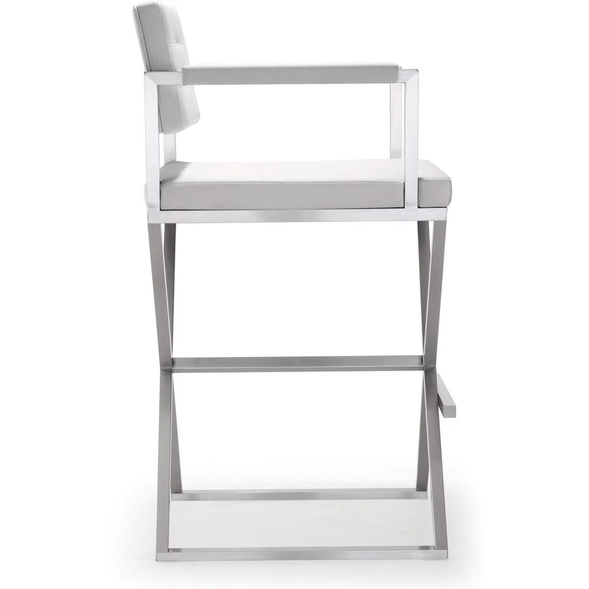 Director White Performance Vegan Leather and Stainless Steel Barstool - Image 4