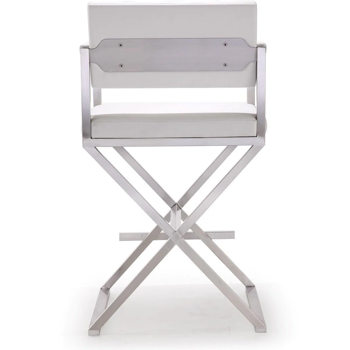 Director White Performance Vegan Leather and Stainless Steel Counter Stool - Image 5