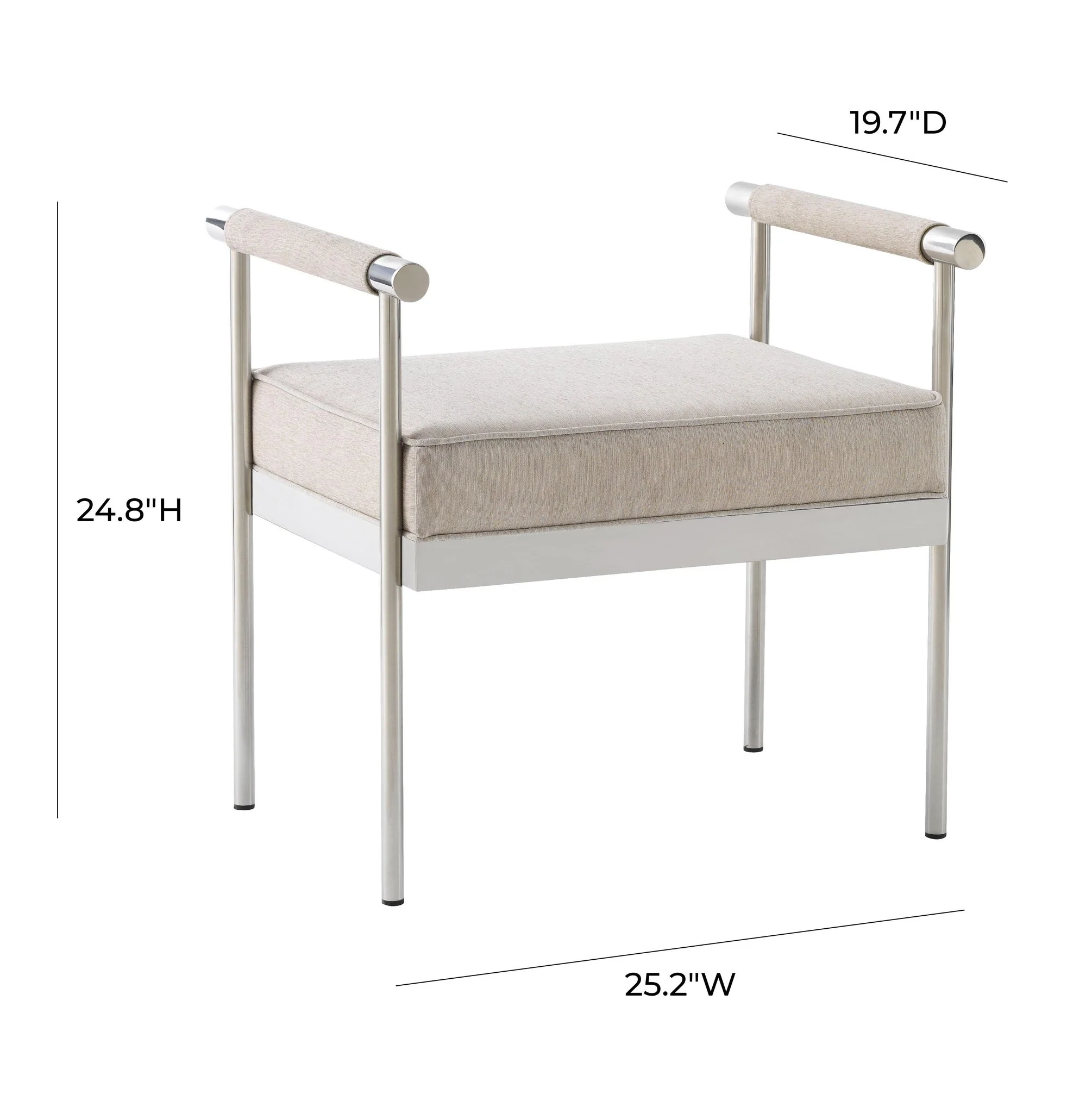 Diva Cream Velvet Bench - Image 9