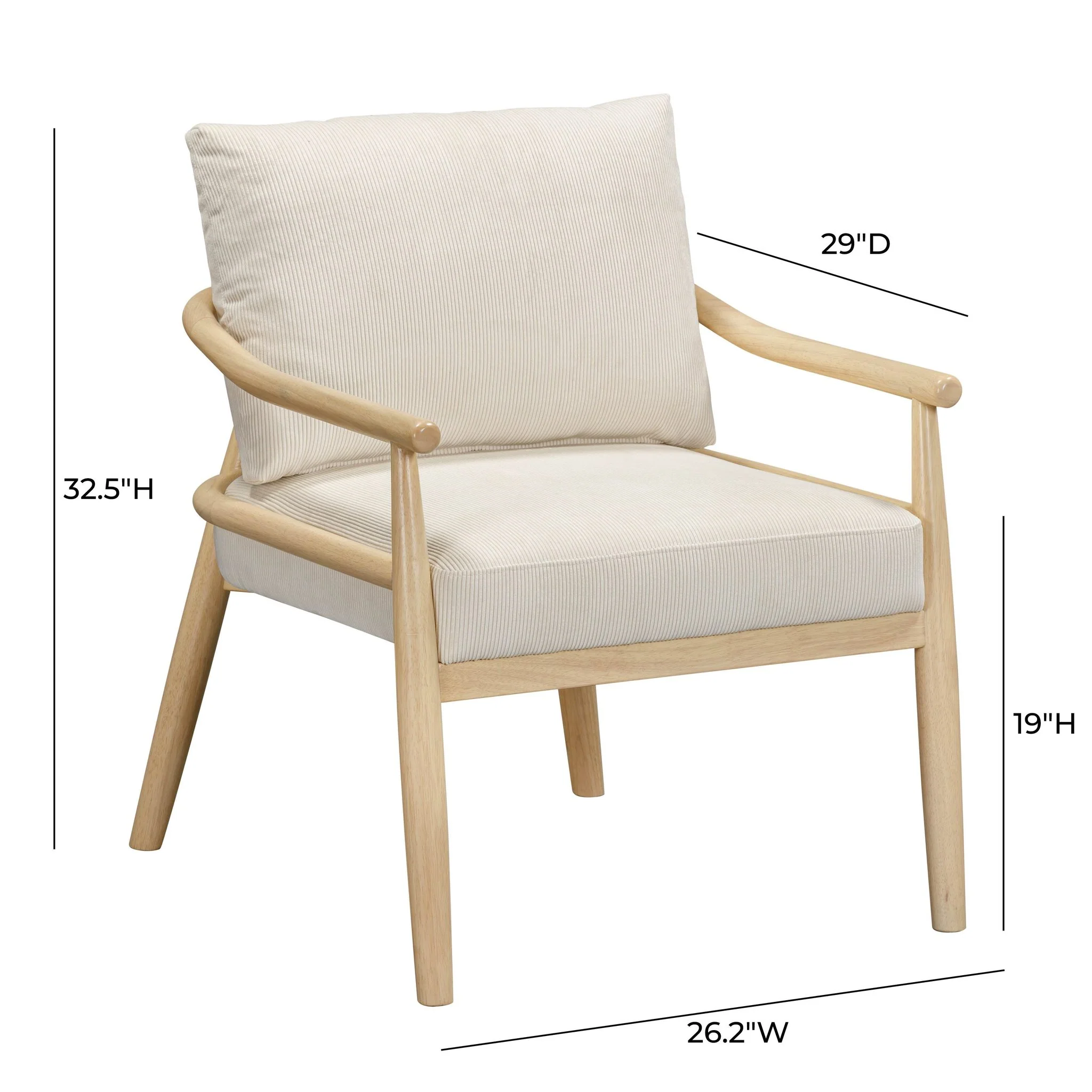 Dixie Cream Performance Corduroy Accent Chair - Image 7