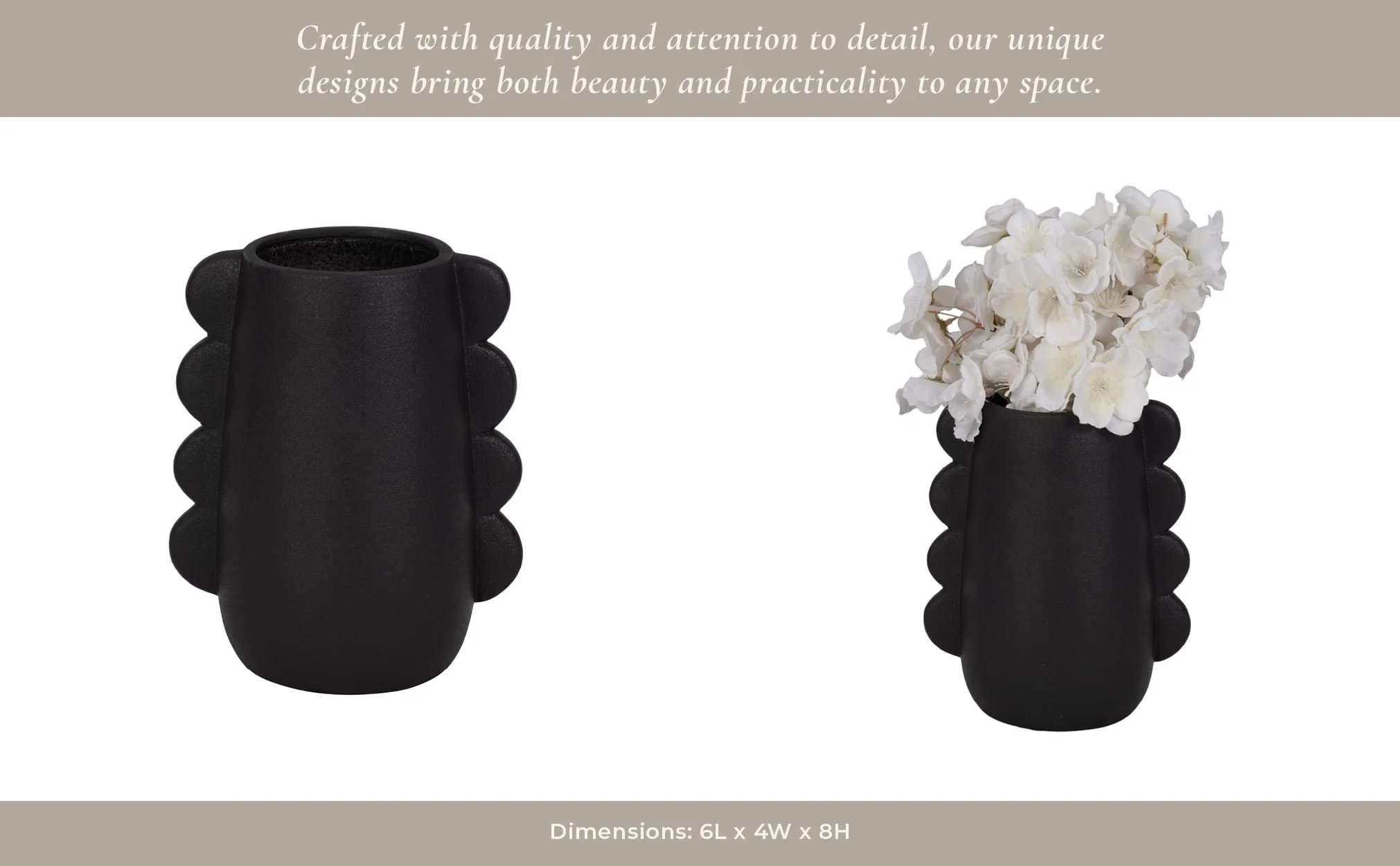 Dol, 7" Eared Vase, Black - Image 15