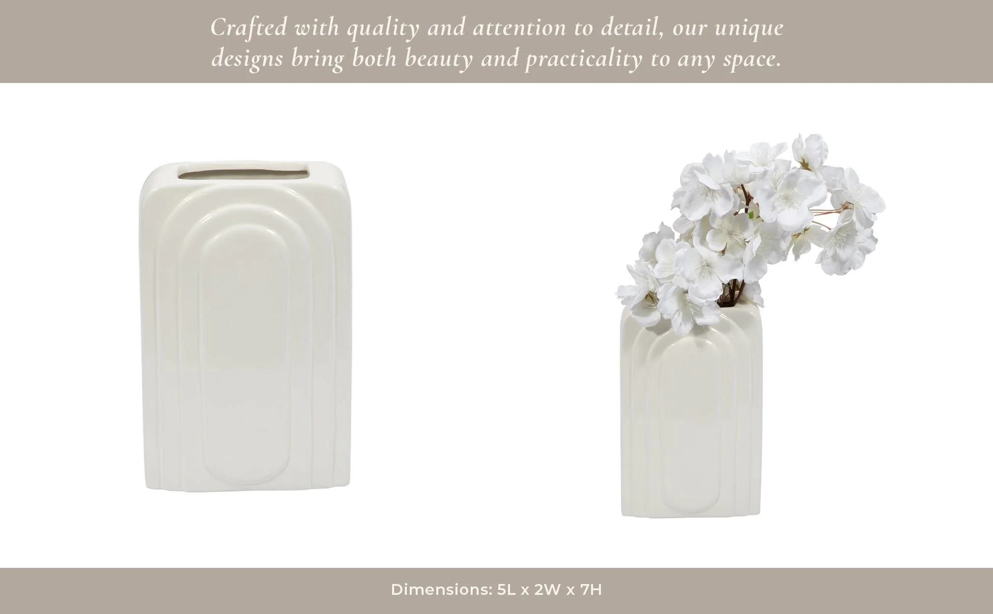 Dol, 7" Rectangular Vase, White - Image 14