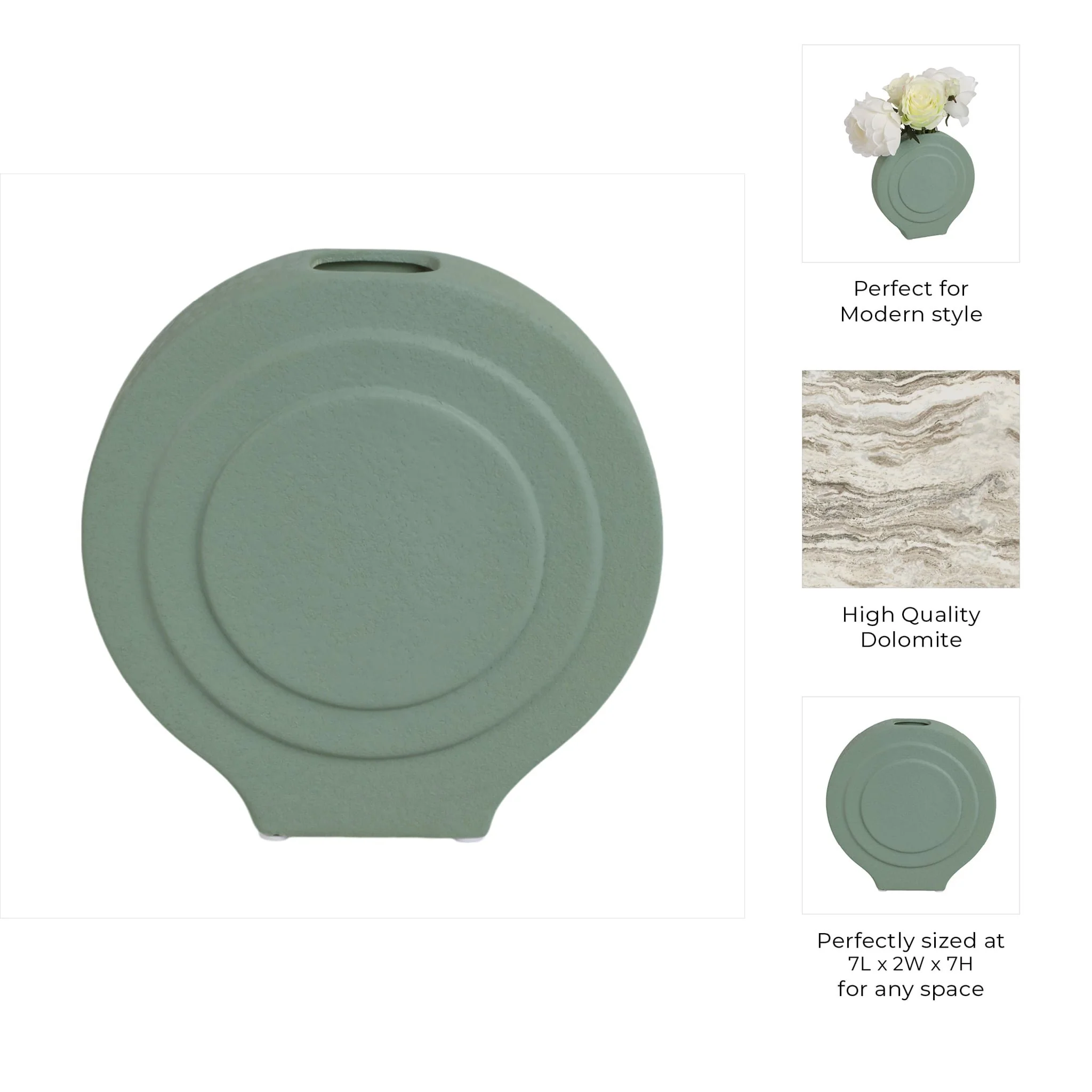 Dol, 7" Round Vase,dark Sage - Image 9