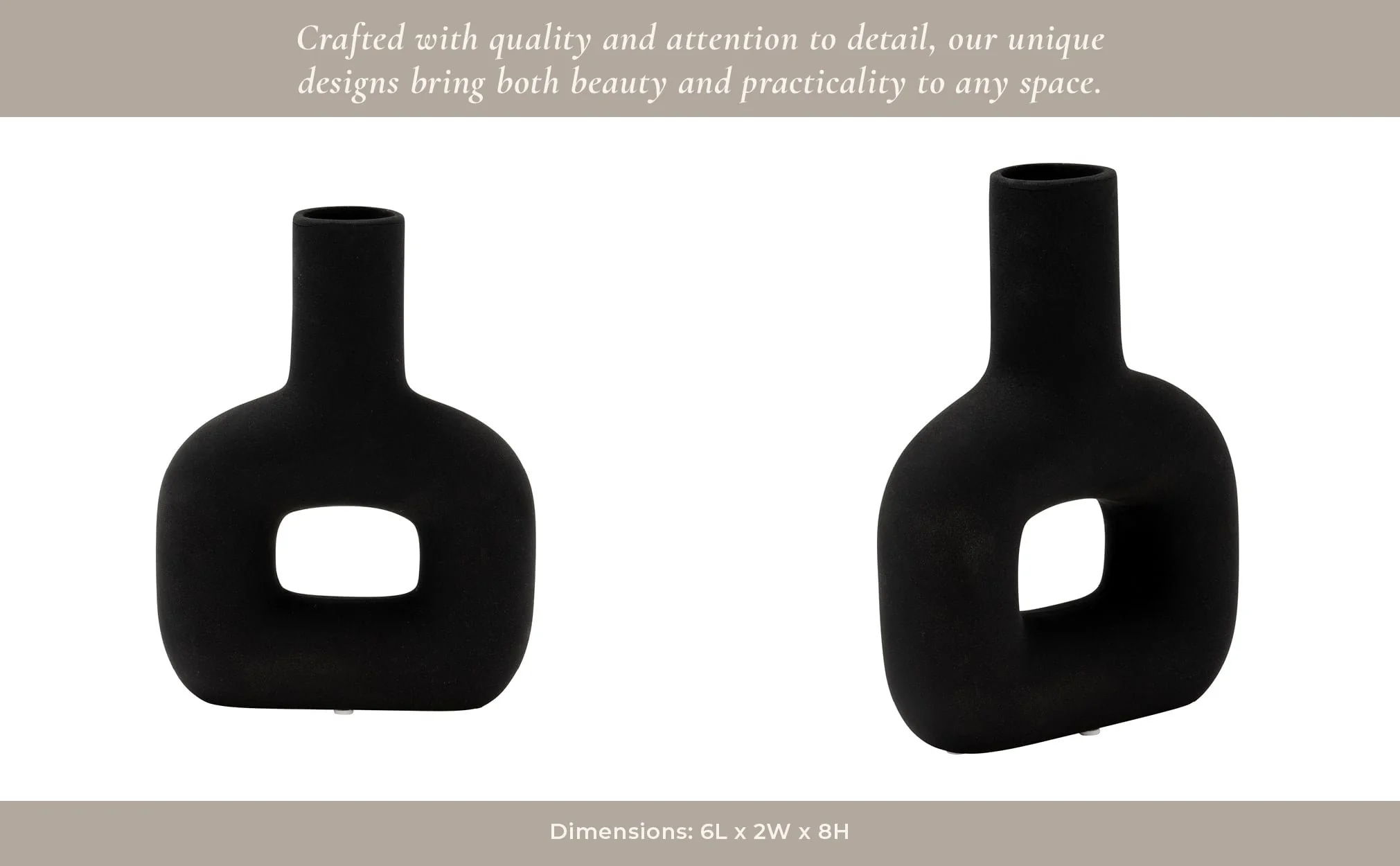 Dol, 8" Open Cut Vase, Black - Image 12