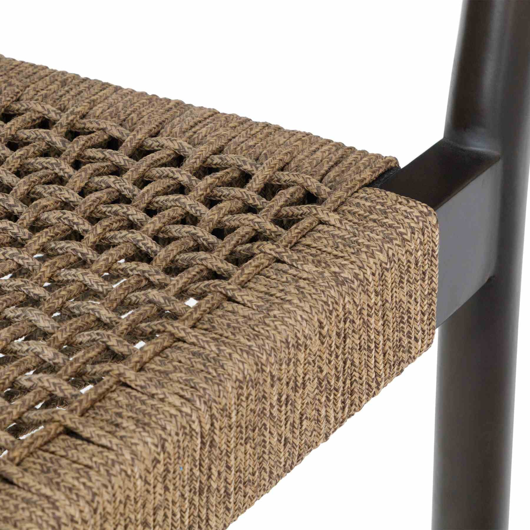 Doris Outdoor Patio Dining Chair in Dark Eucalyptus Wood with Truffle Rope - Set of 2 - Image 11