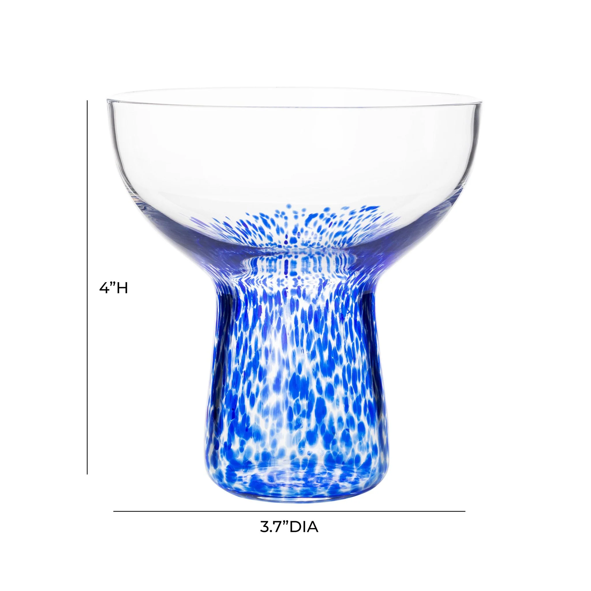 Dottie Blue Dots Handblown Cocktail Glass - Set of 4 - Image 6
