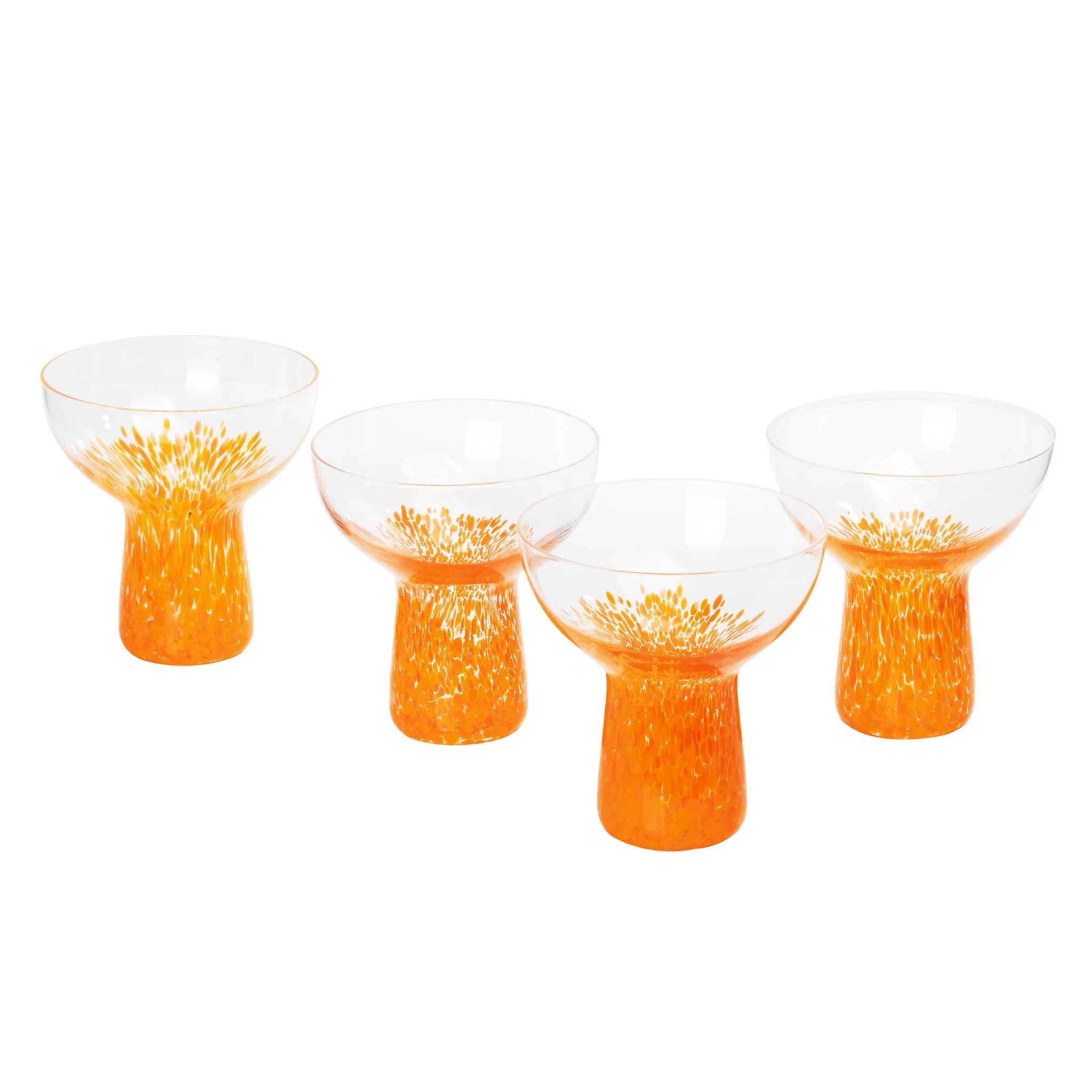 Dottie Clear Orange Dots Handblown Cocktail Glass - Set of 4 - Image 4