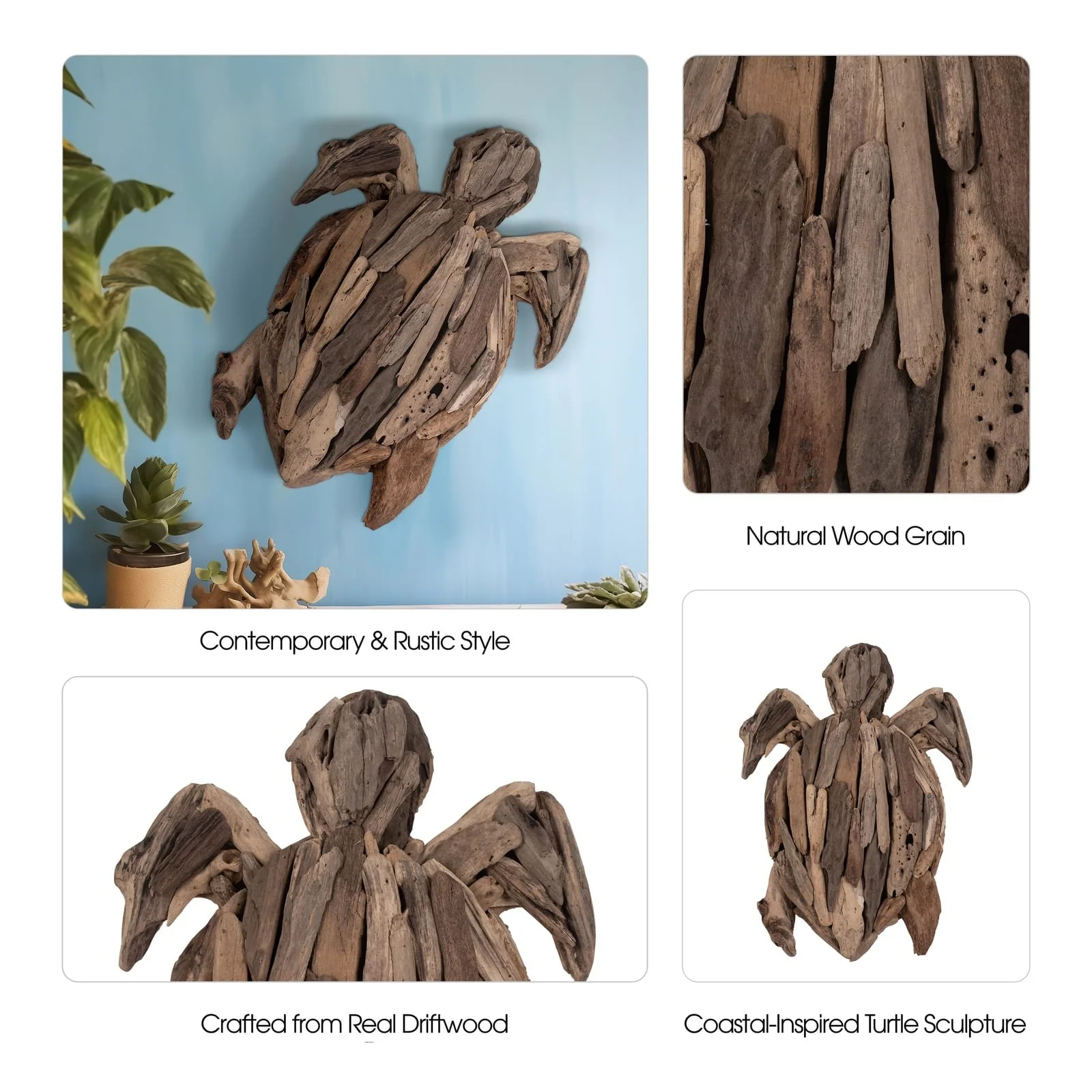 Driftwood, 22"h Turtle Deco, Natural - Image 8