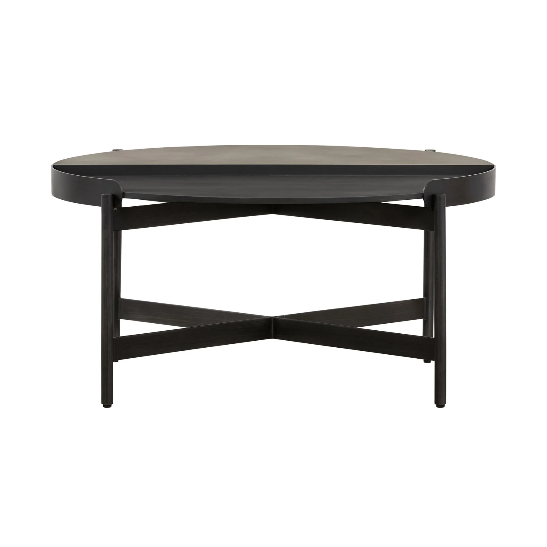 Dua Concrete and Metal Round Modern Coffee Table - Image 2