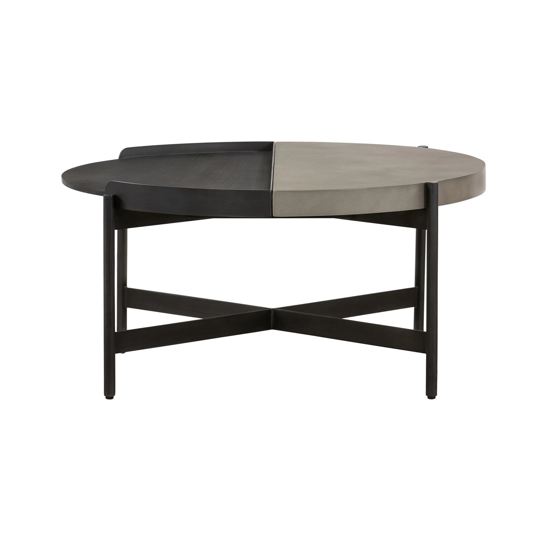 Dua Concrete and Metal Round Modern Coffee Table - Image 3