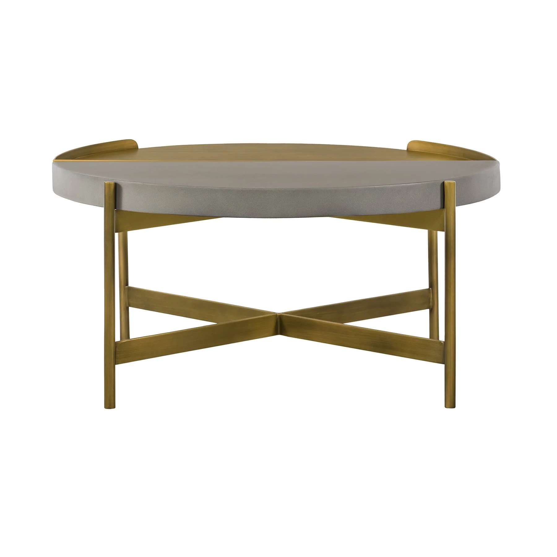 Dua Gray Concrete Coffee Table with Antique Brass - Image 4