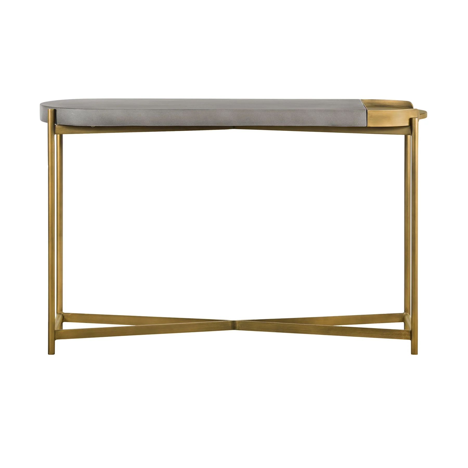 Dua Gray Concrete Console Table with Antique Brass - Image 2