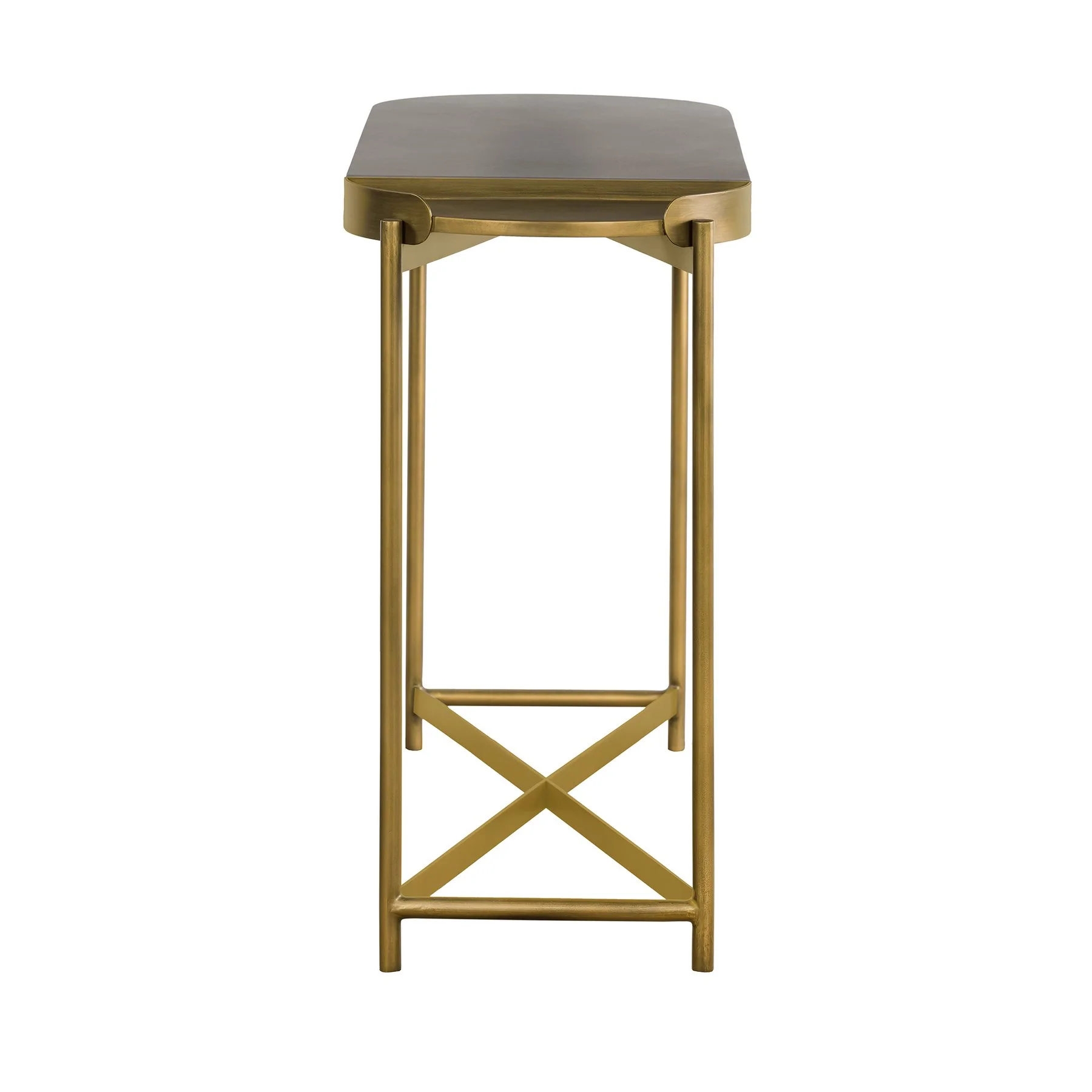 Dua Gray Concrete Console Table with Antique Brass - Image 3
