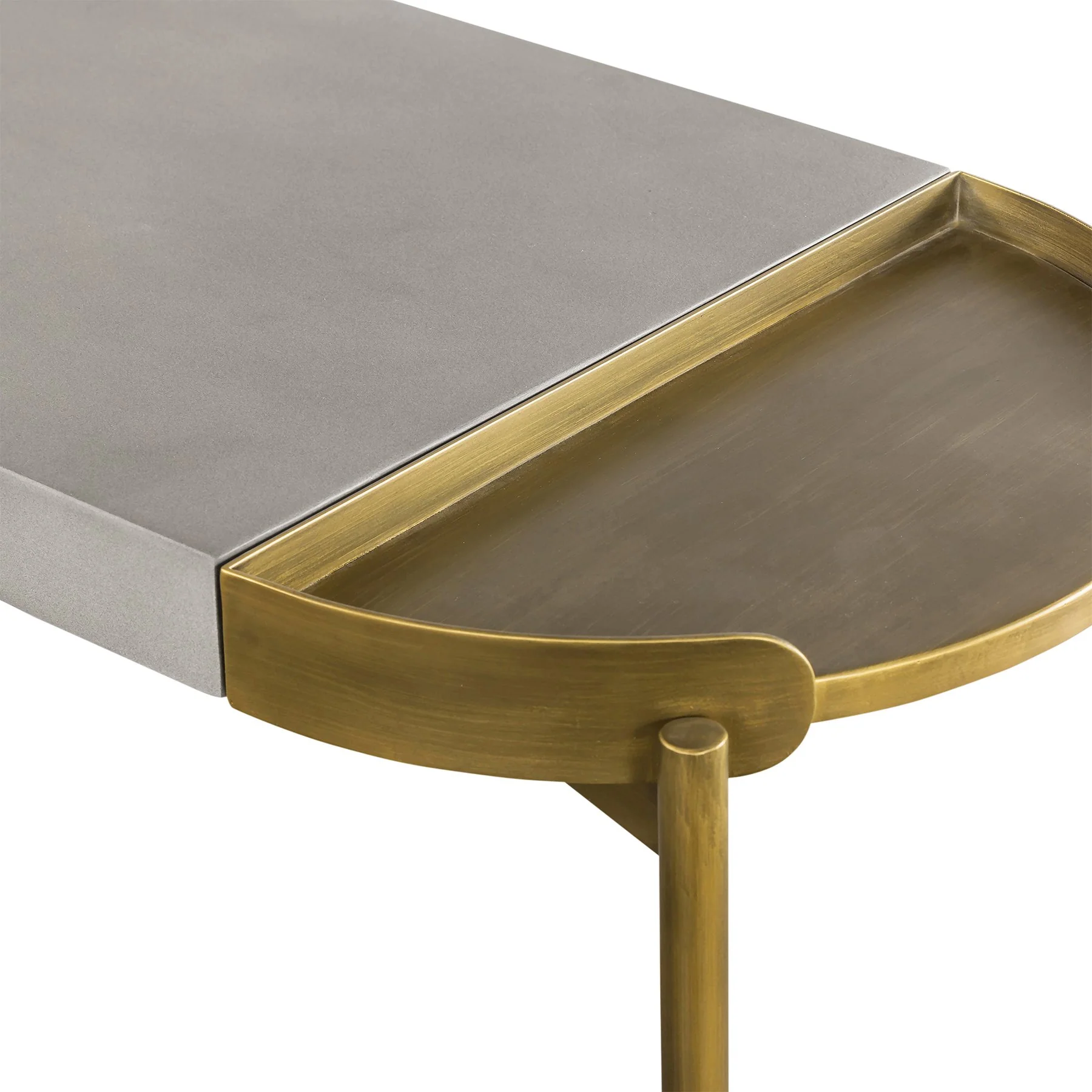 Dua Gray Concrete Console Table with Antique Brass - Image 6