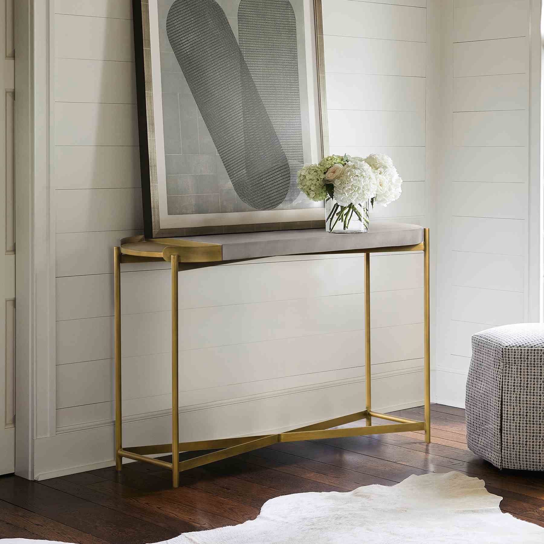 Dua Gray Concrete Console Table with Antique Brass - Image 8