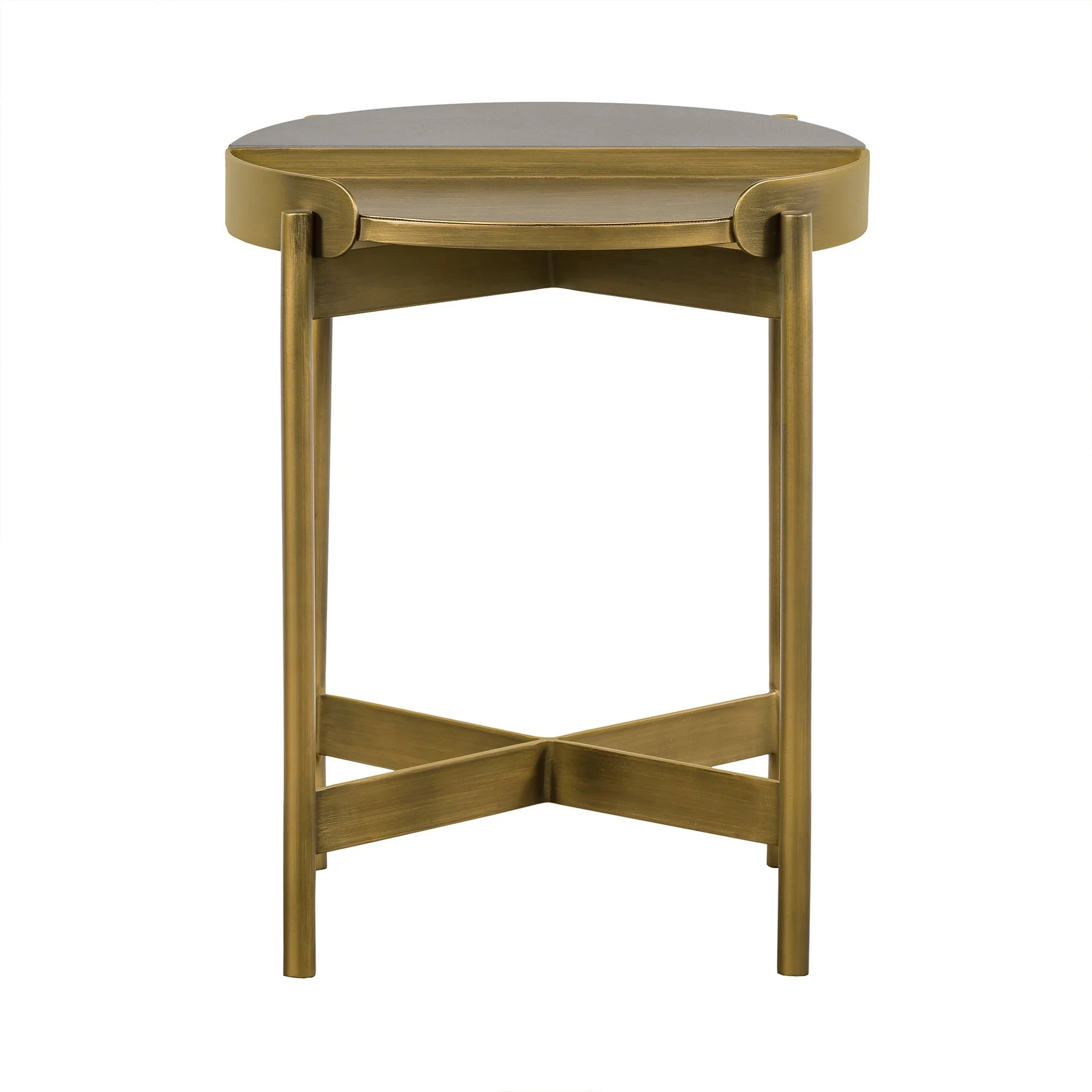Dua Gray Concrete End Table with Antique Brass - Image 2