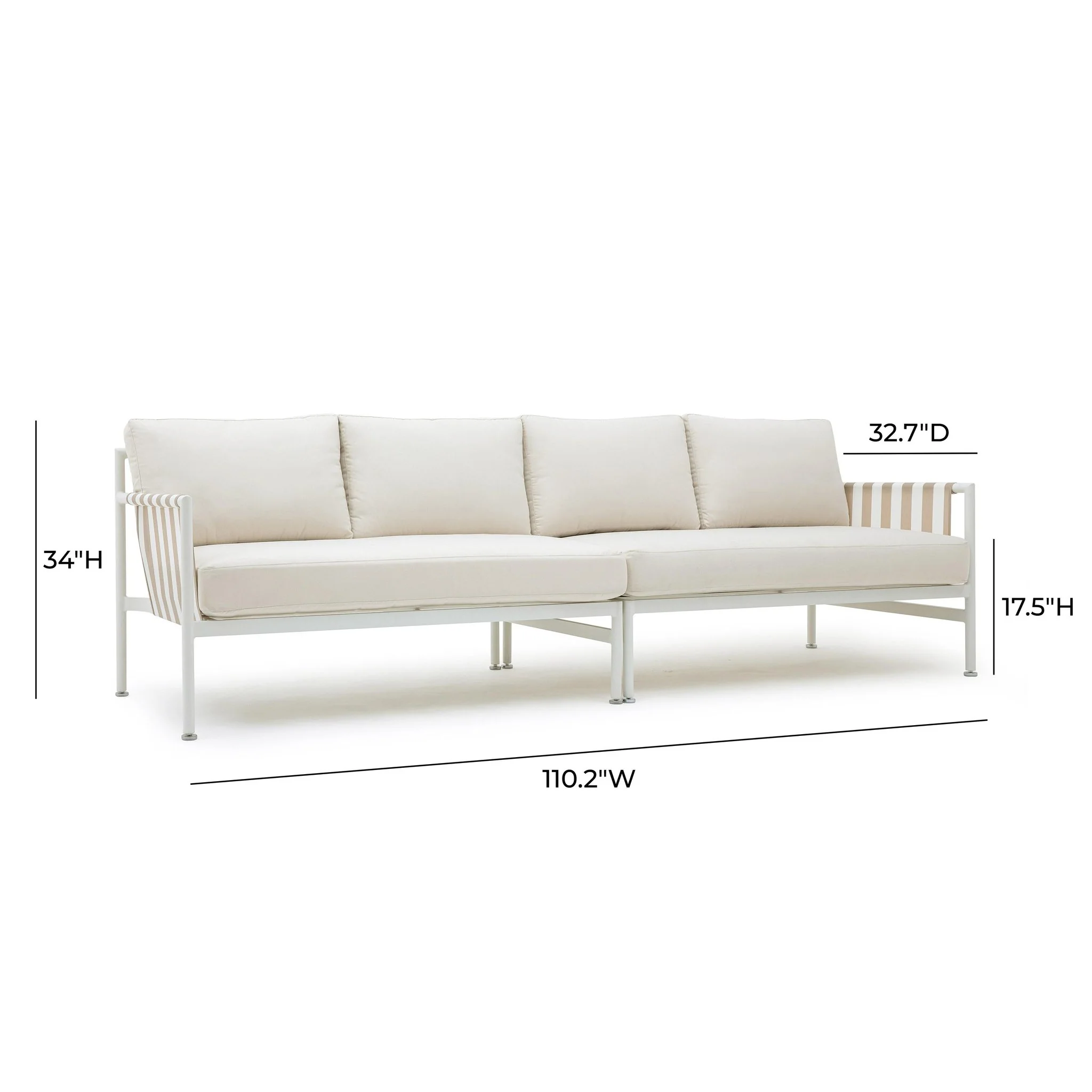 Dunes Cream Outdoor 110 inch Sofa - Image 6