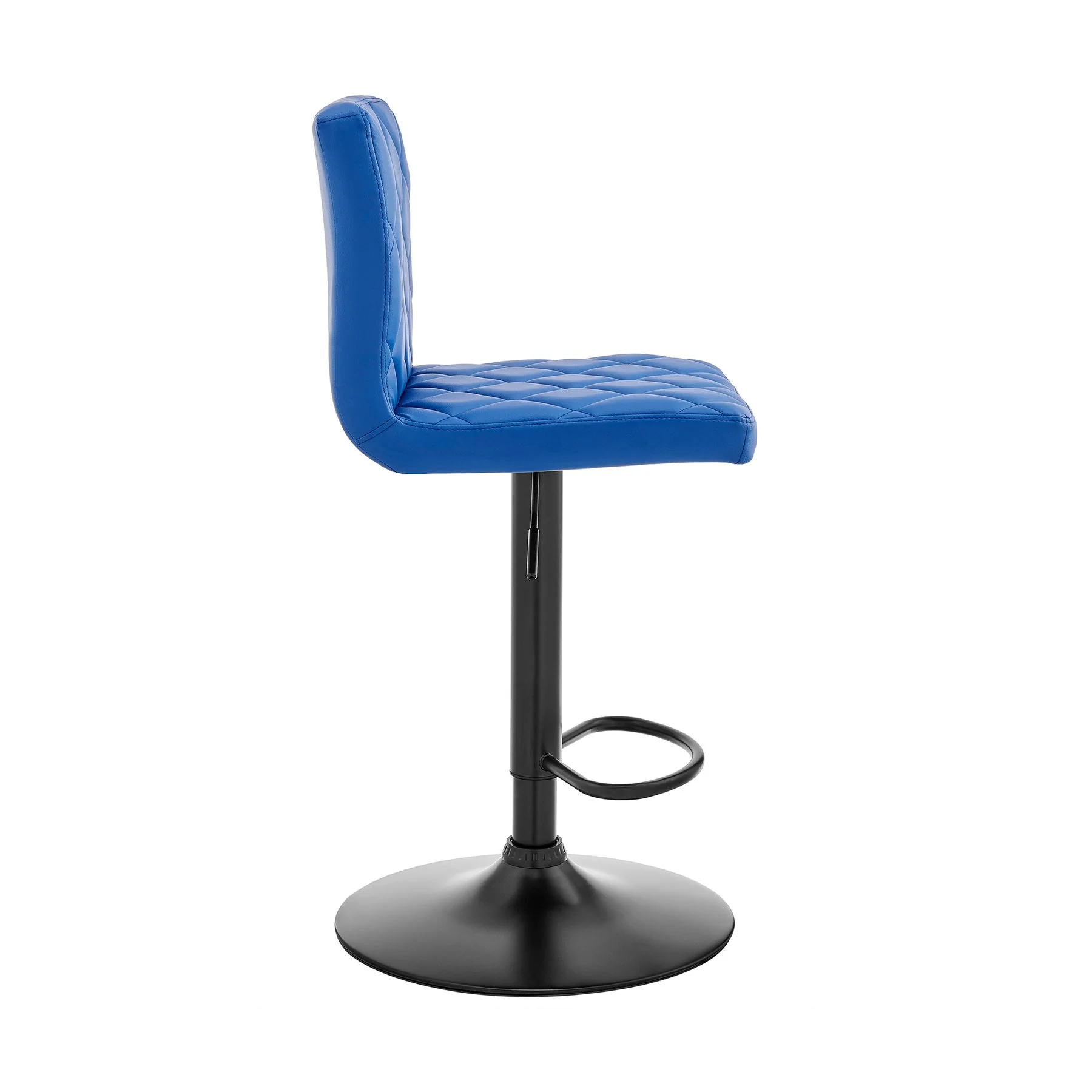 Duval Adjustable Blue Faux Leather Swivel Bar Stool - Image 3