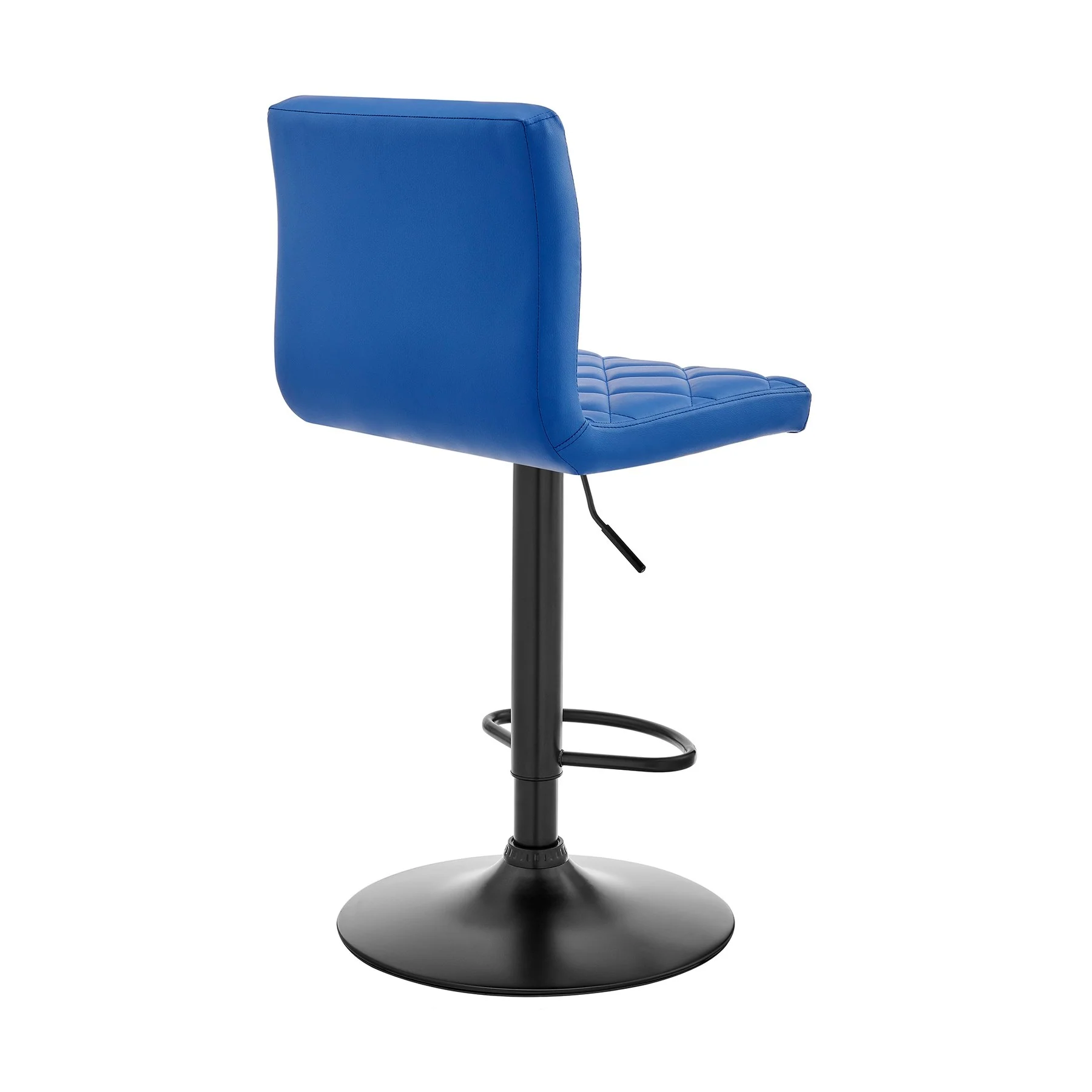 Duval Adjustable Blue Faux Leather Swivel Bar Stool - Image 4