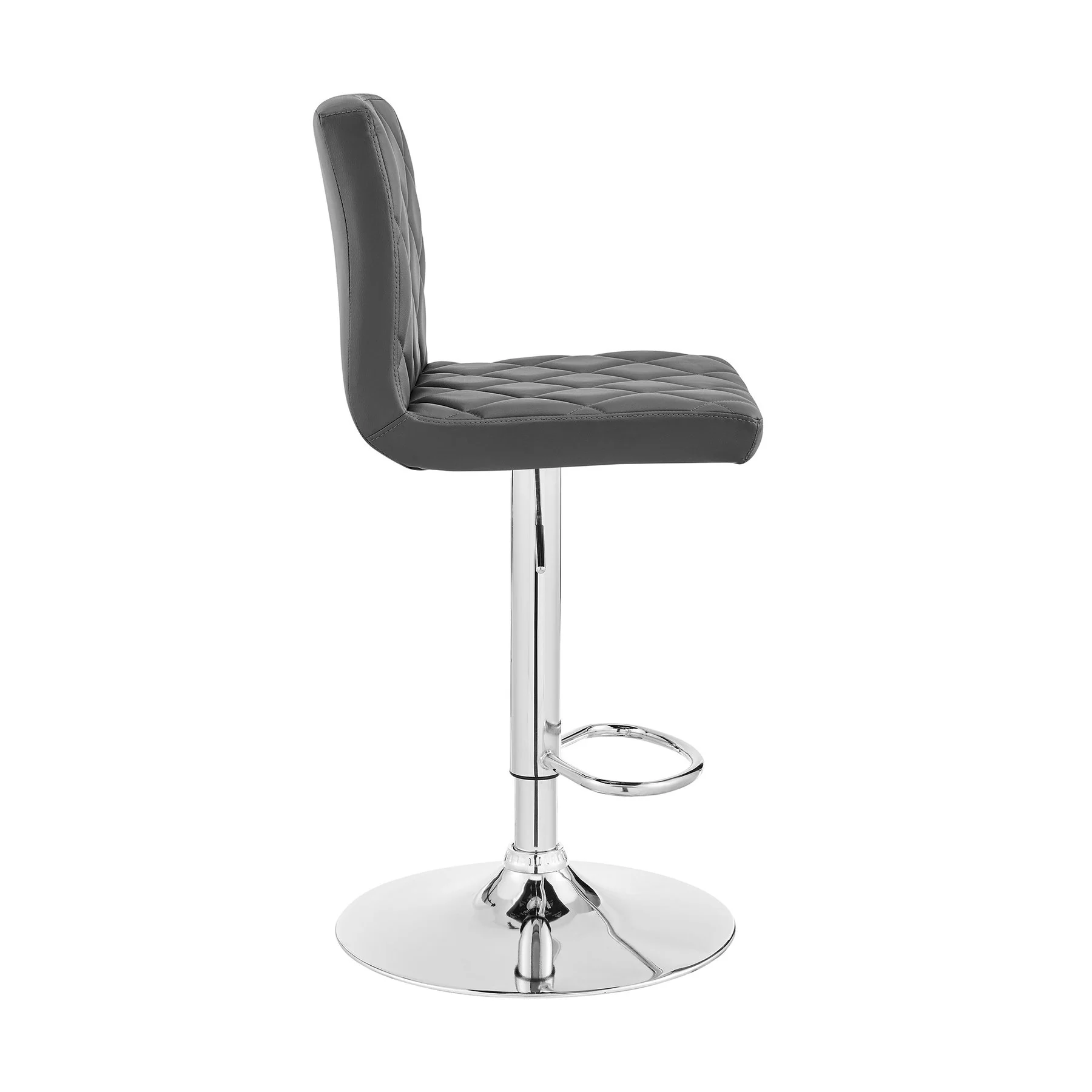 Duval Adjustable Gray Faux Leather and Charcoal Swivel Barstool - Image 3