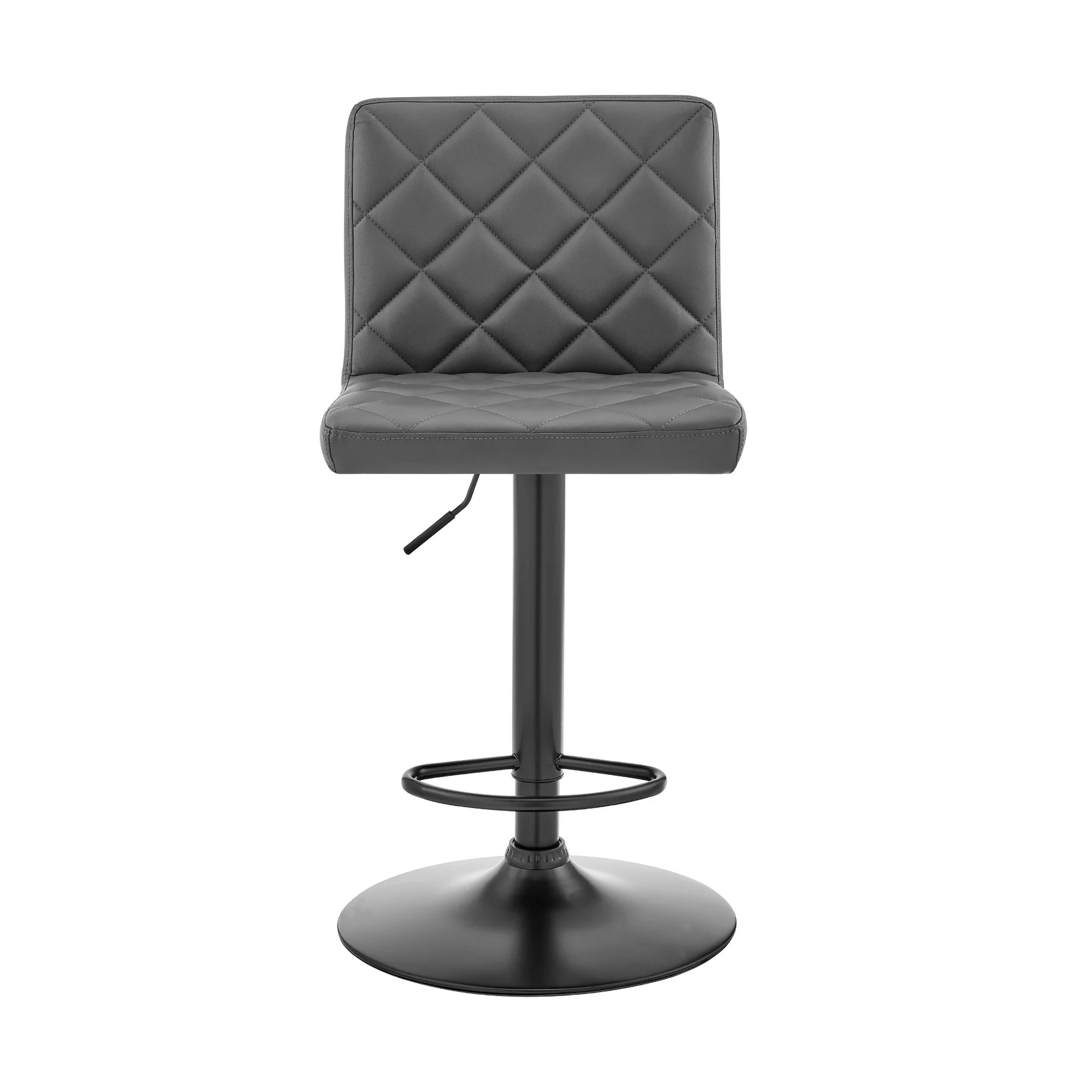 Duval Adjustable Gray Faux Leather Swivel Bar Stool - Image 2