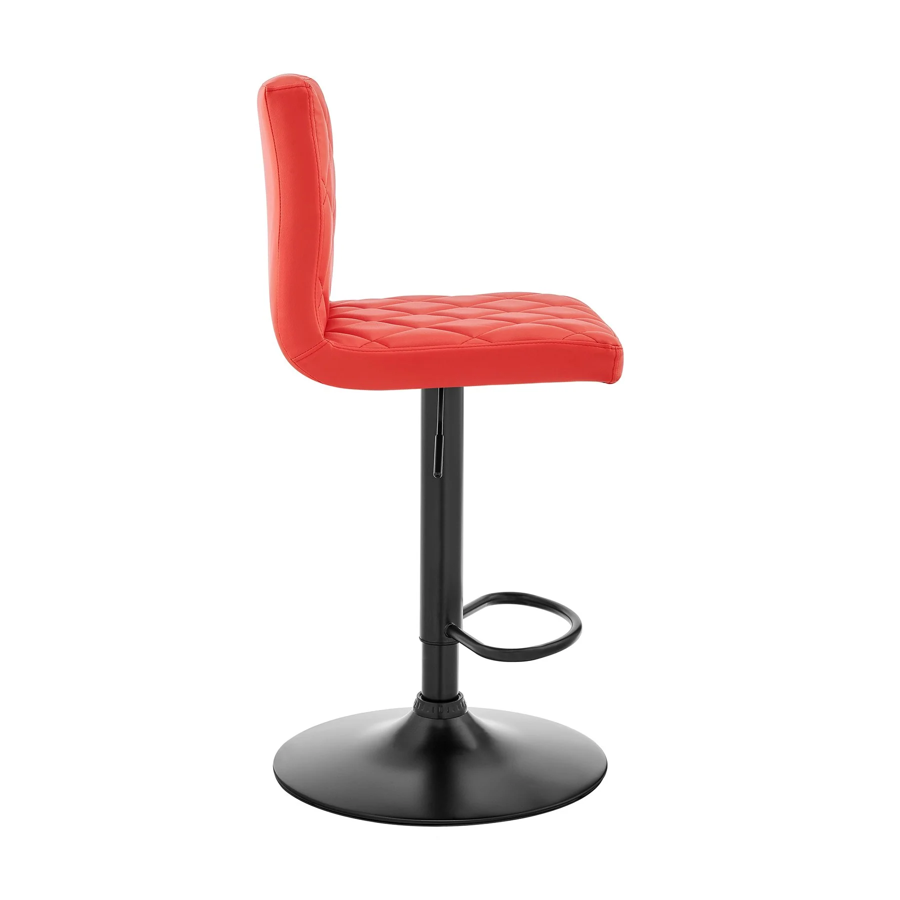 Duval Adjustable Red Faux Leather Swivel Bar Stool - Image 3