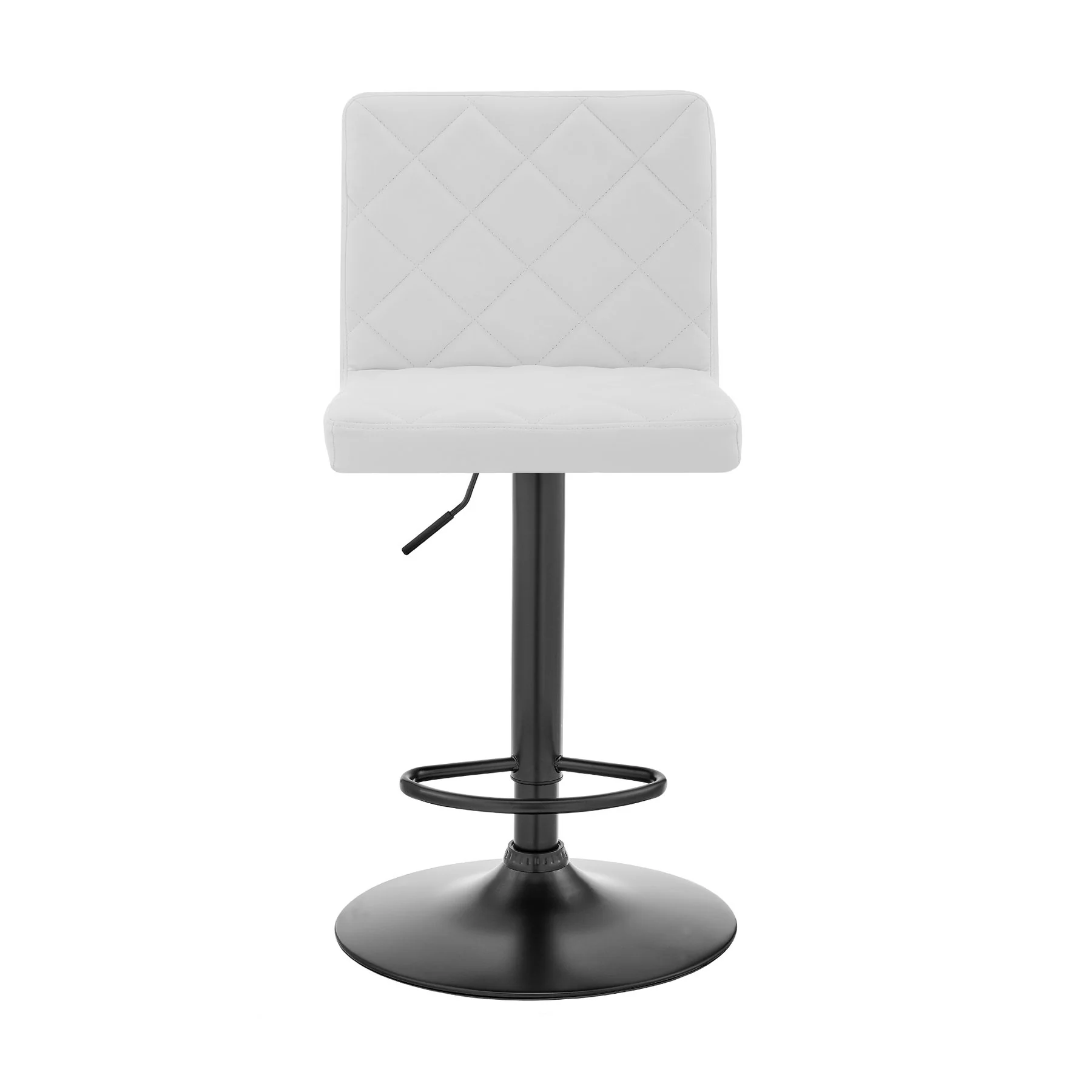 Duval Adjustable White Faux Leather Swivel Bar Stool - Image 2