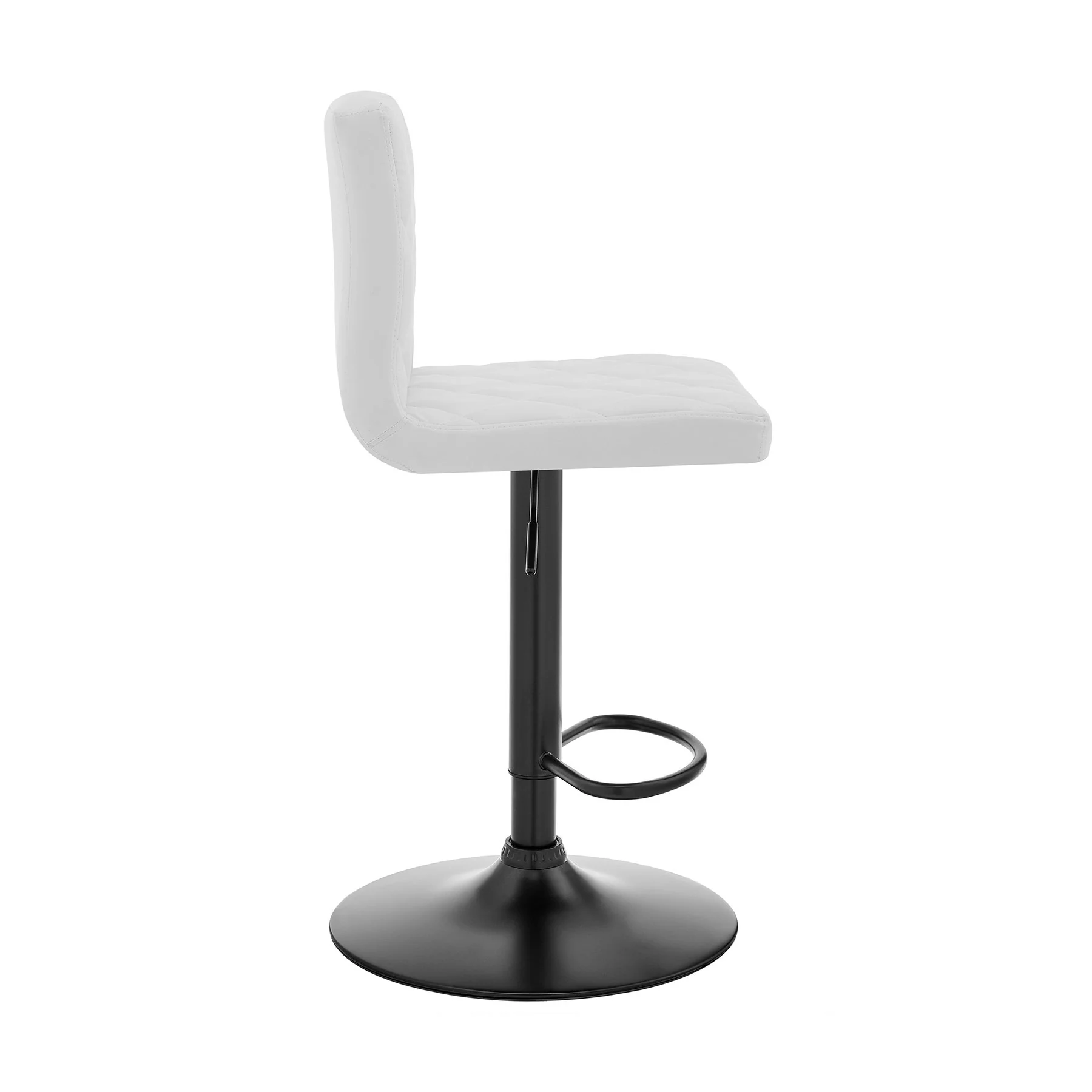 Duval Adjustable White Faux Leather Swivel Bar Stool - Image 3