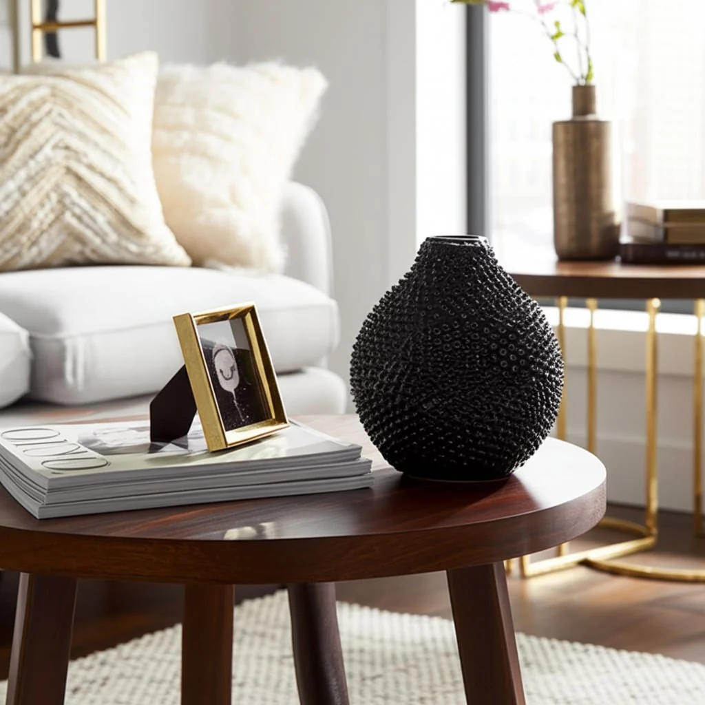 Ec, Gloss Black Spiked Ceramic Vase 8 - Image 11