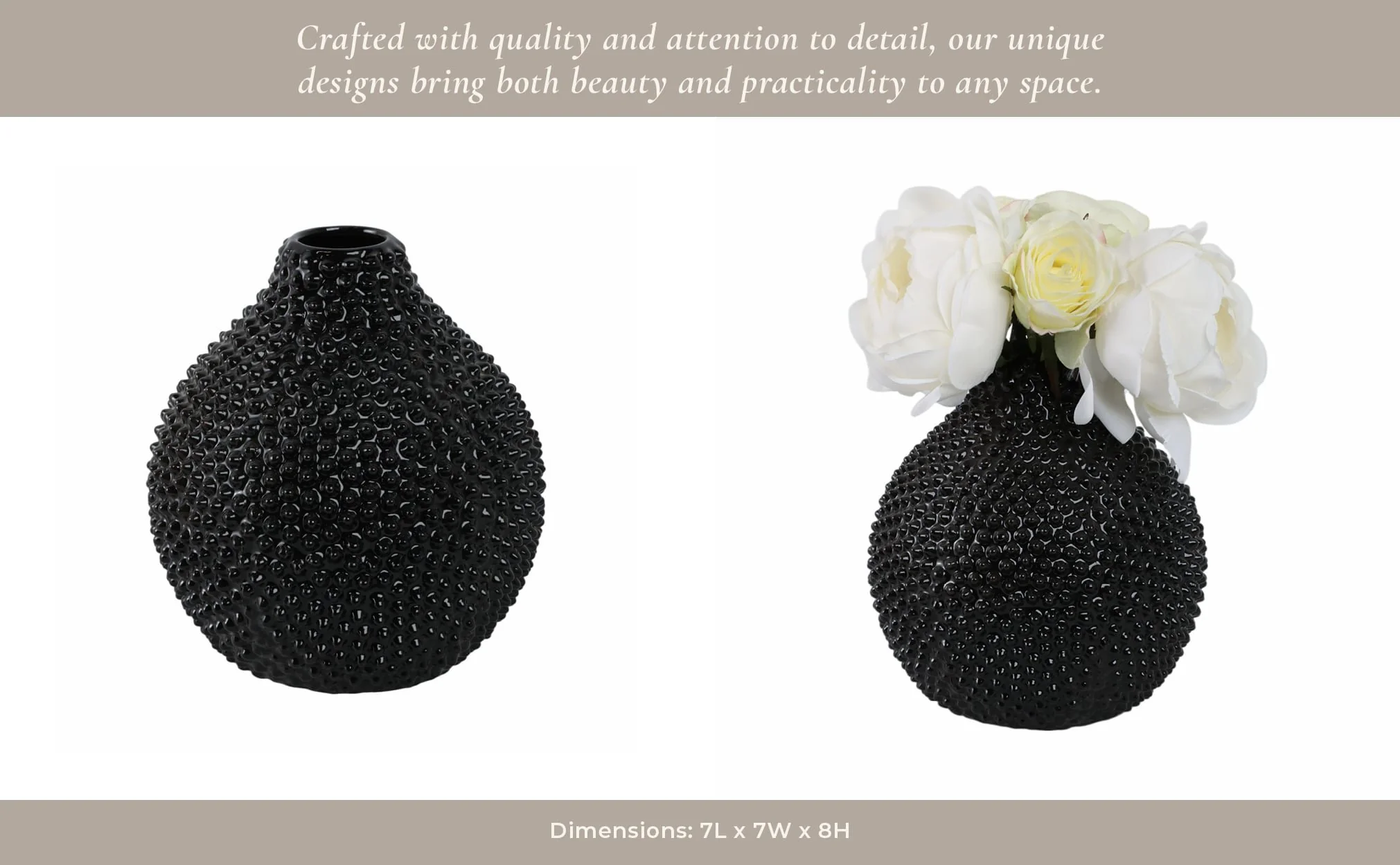 Ec, Gloss Black Spiked Ceramic Vase 8 - Image 13
