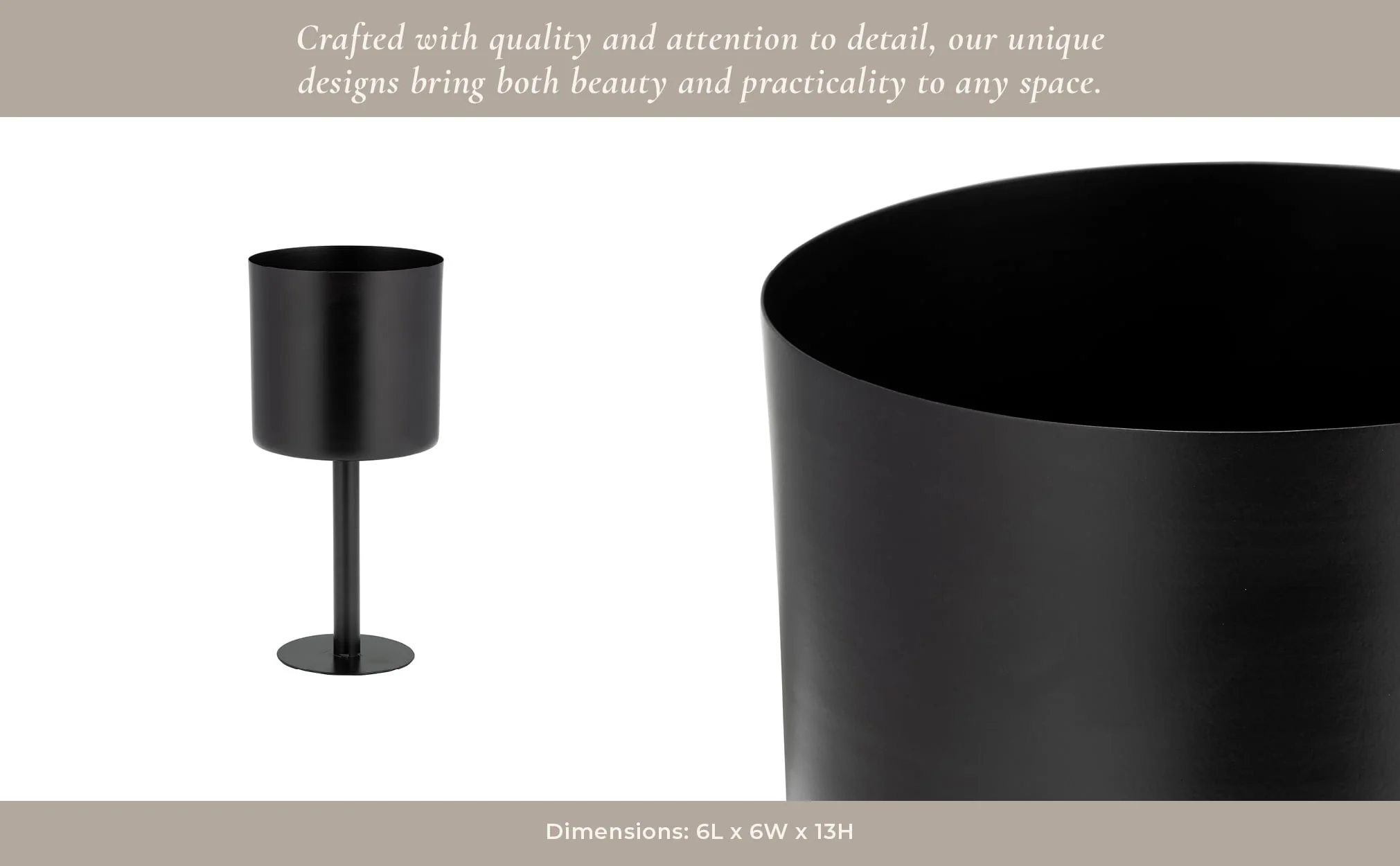 Ec Metal,6",flat Round Base Planter,black - Image 9