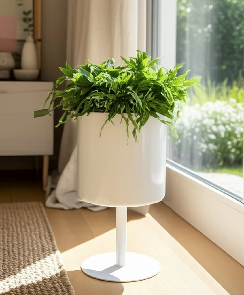 Ec Metal,6",flat Round Base Planter,white - Image 9